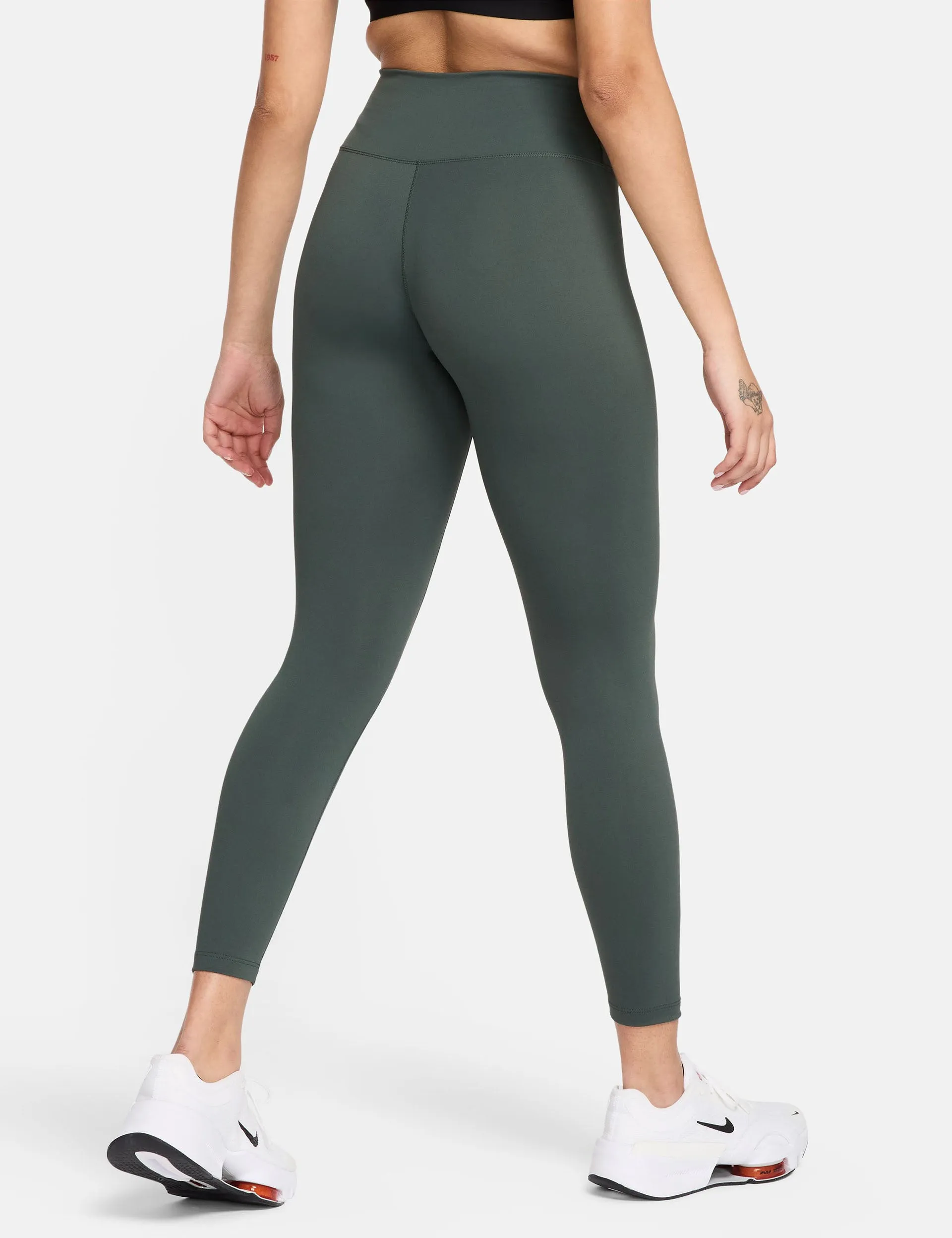 One High Waisted 7/8 Leggings - Vintage Green/Black