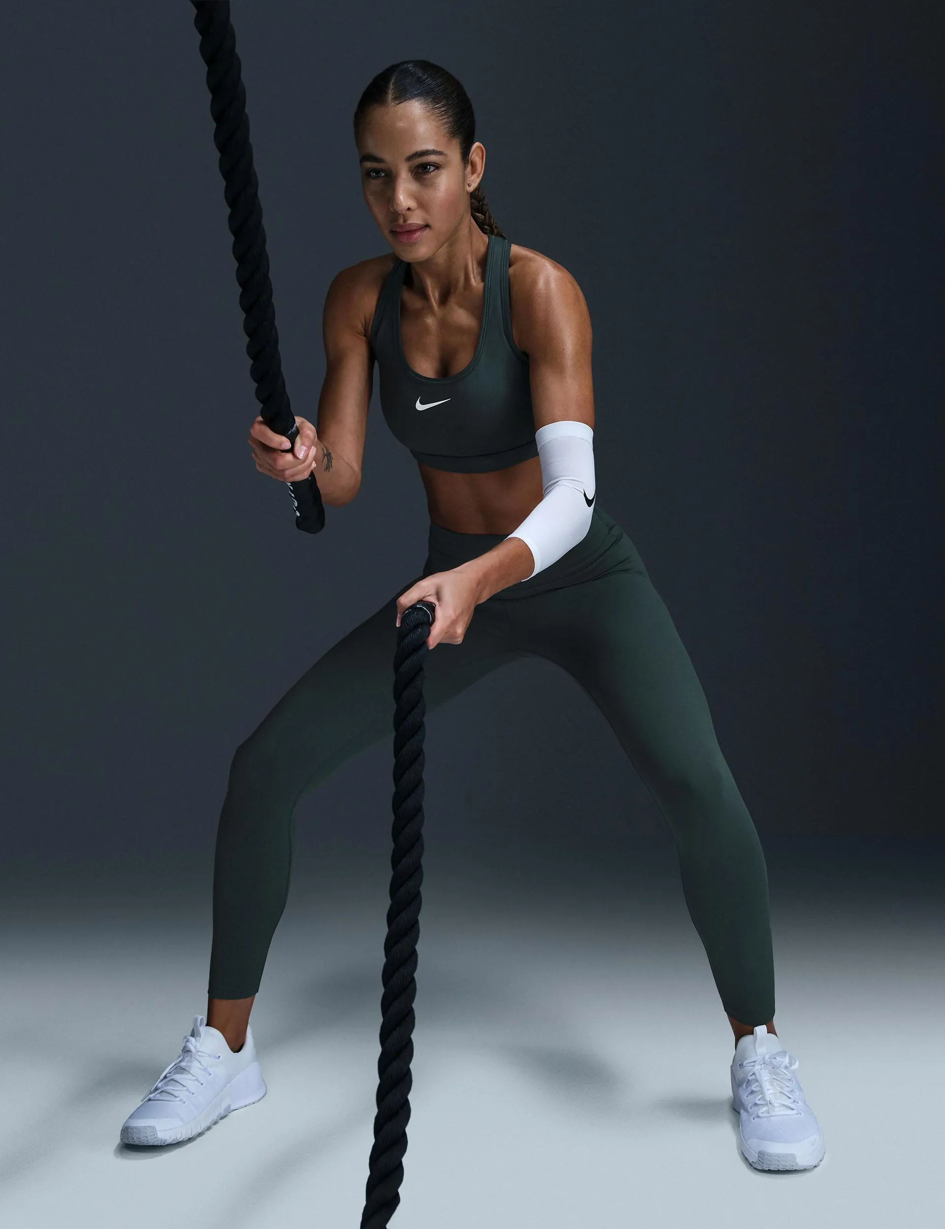 One High Waisted 7/8 Leggings - Vintage Green/Black