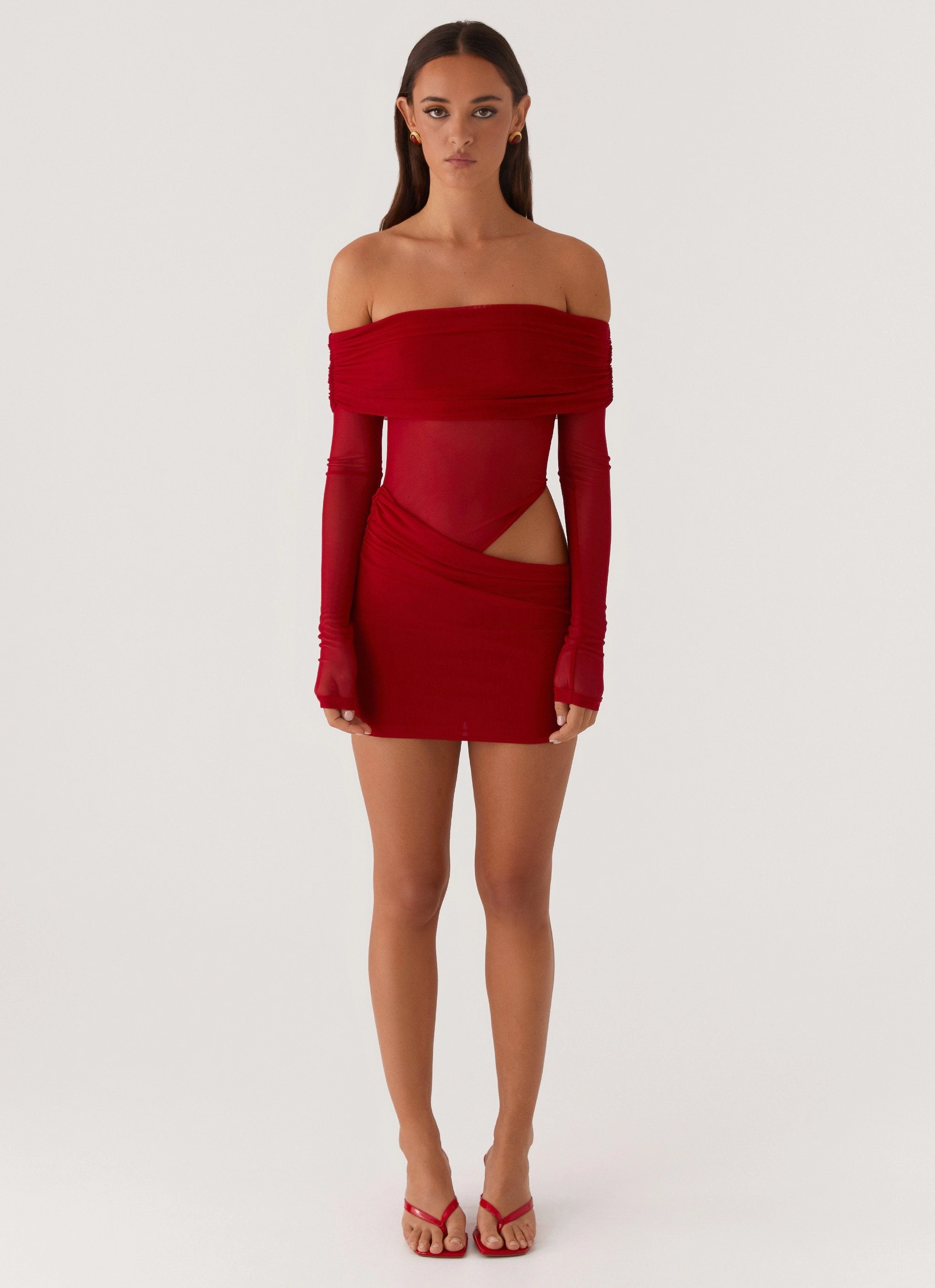 No Doubt Mini Dress - Red Effortless Touch Artistic Shape