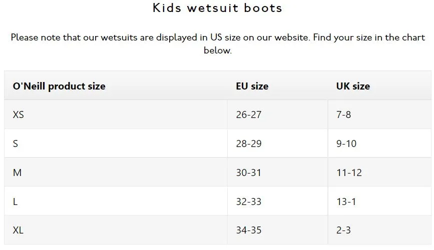 O'Neill Kids Heat 5mm Neoprene Zip Boot - 5119