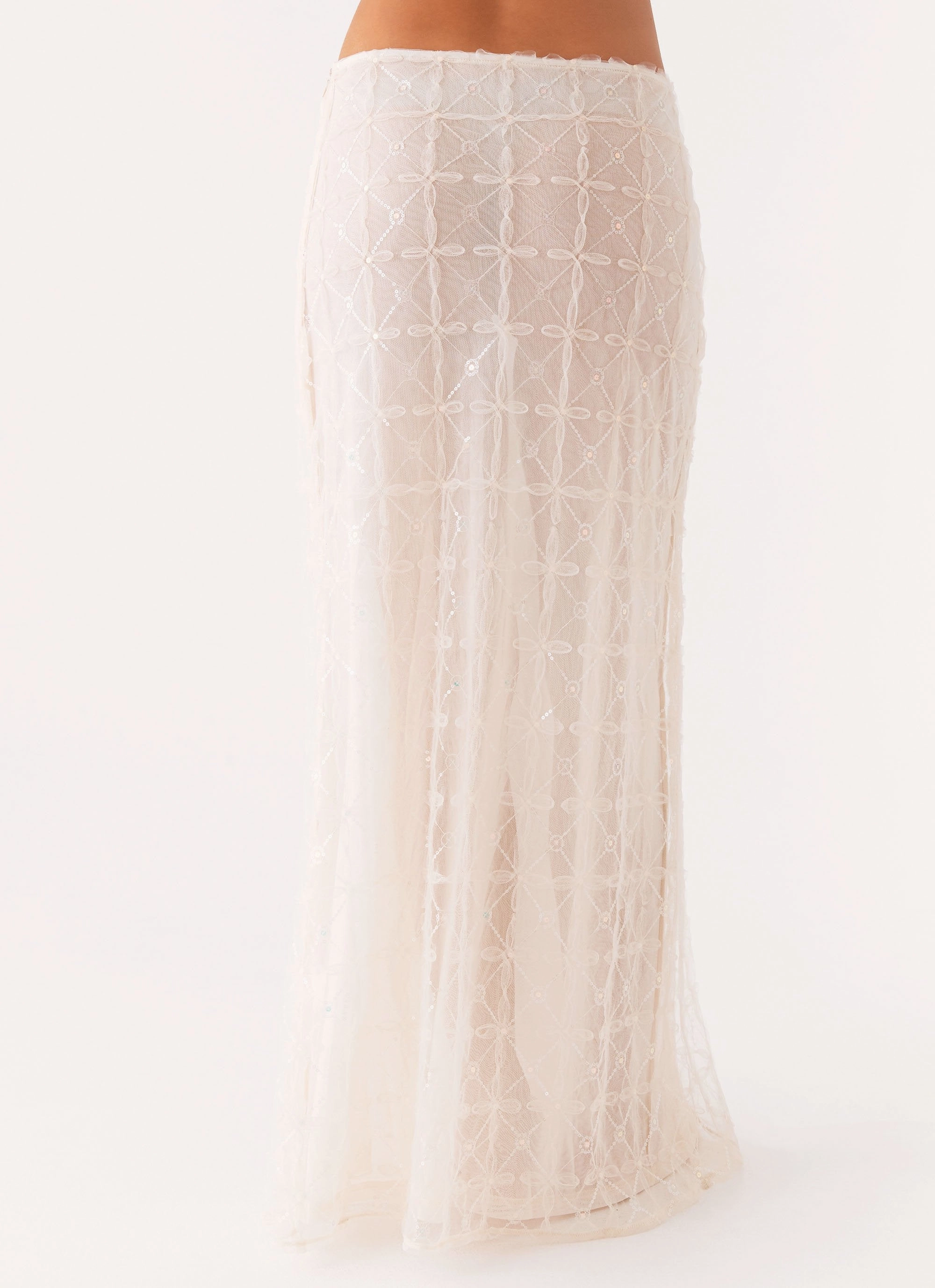 Opal Sequin Maxi Skirt - White Comfy Movement Fit