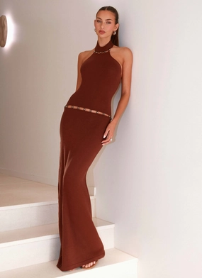 Cool Palette Soft Hue Opaline Knit Maxi Dress - Chocolate