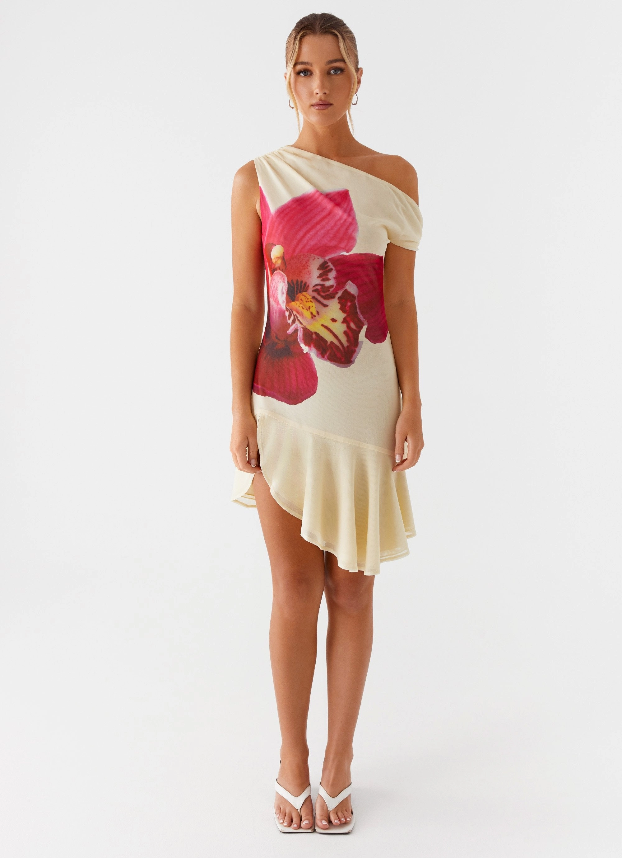 Comfortable Design Wear Clementina One Shoulder Mini Dress - Yellow