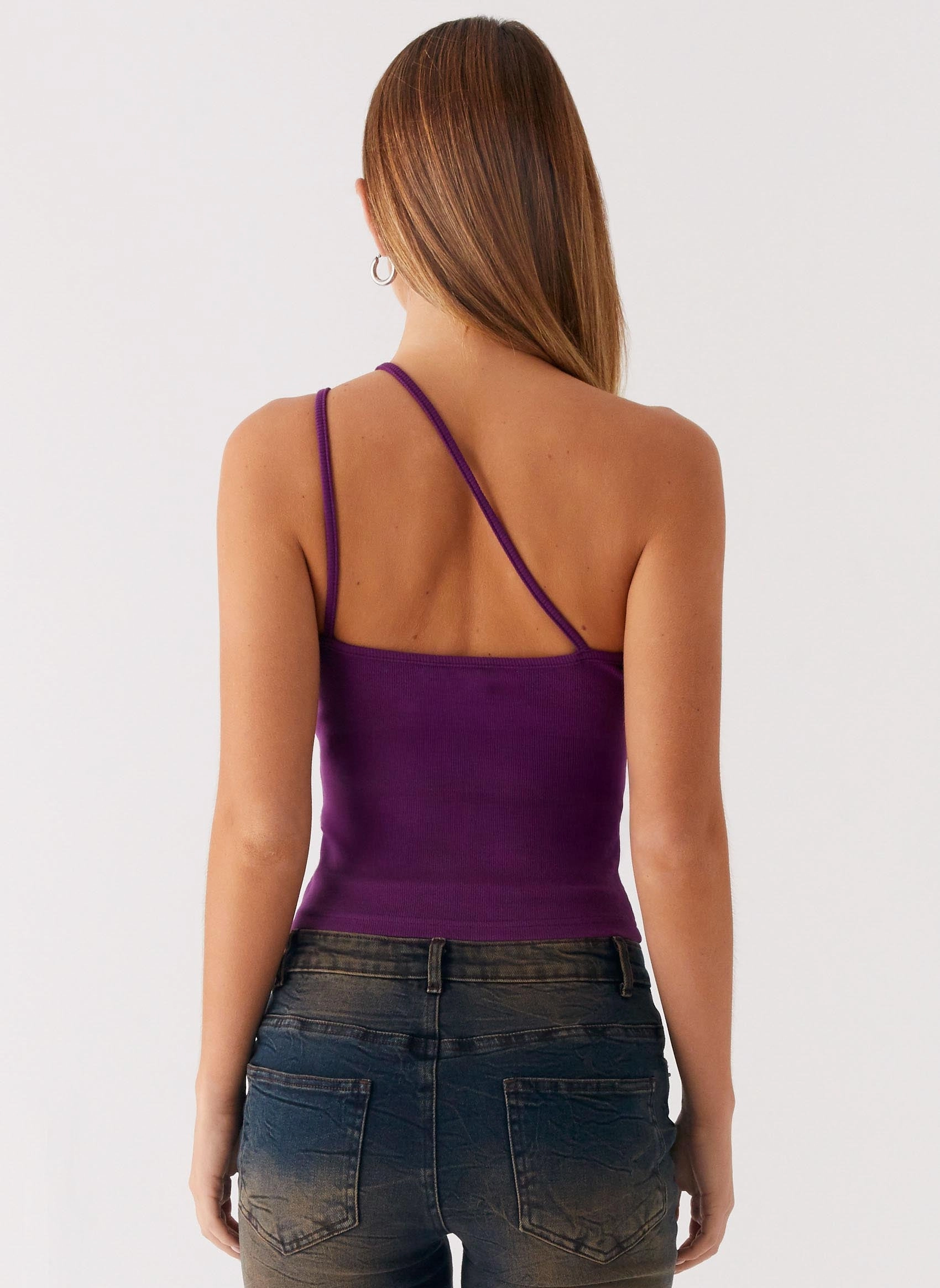Optix Button Front Top - Plum Low Impact Manufacturing