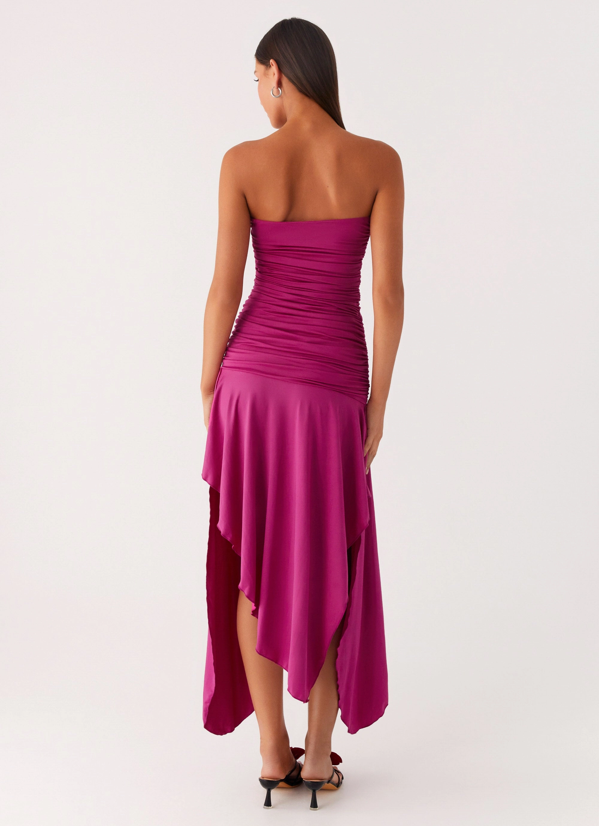 Lined interior Ora Strapless Maxi Dress - Fuchsia