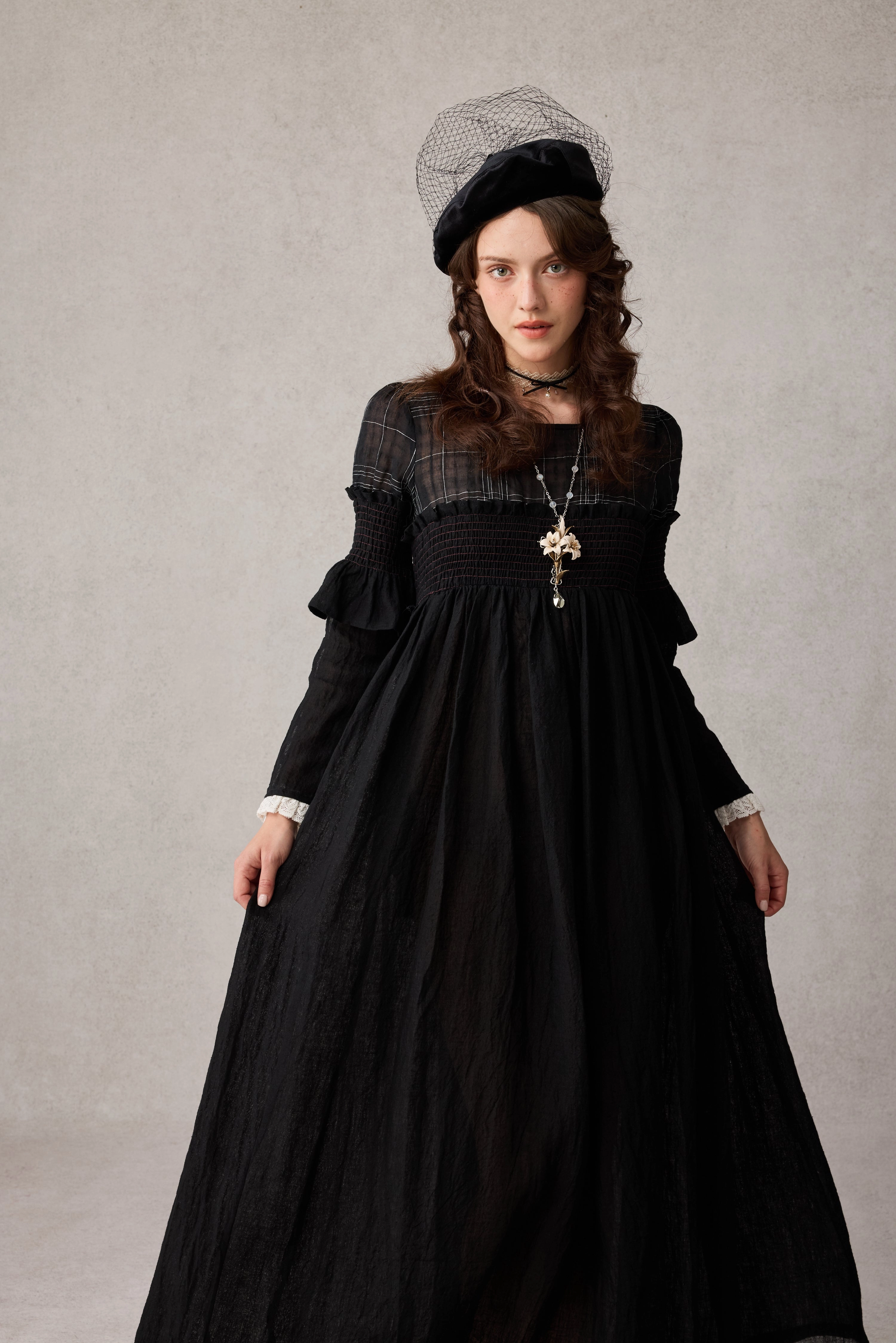 SleevelessOption ButtonlessClosure Orchid 19 |romantic linen gown