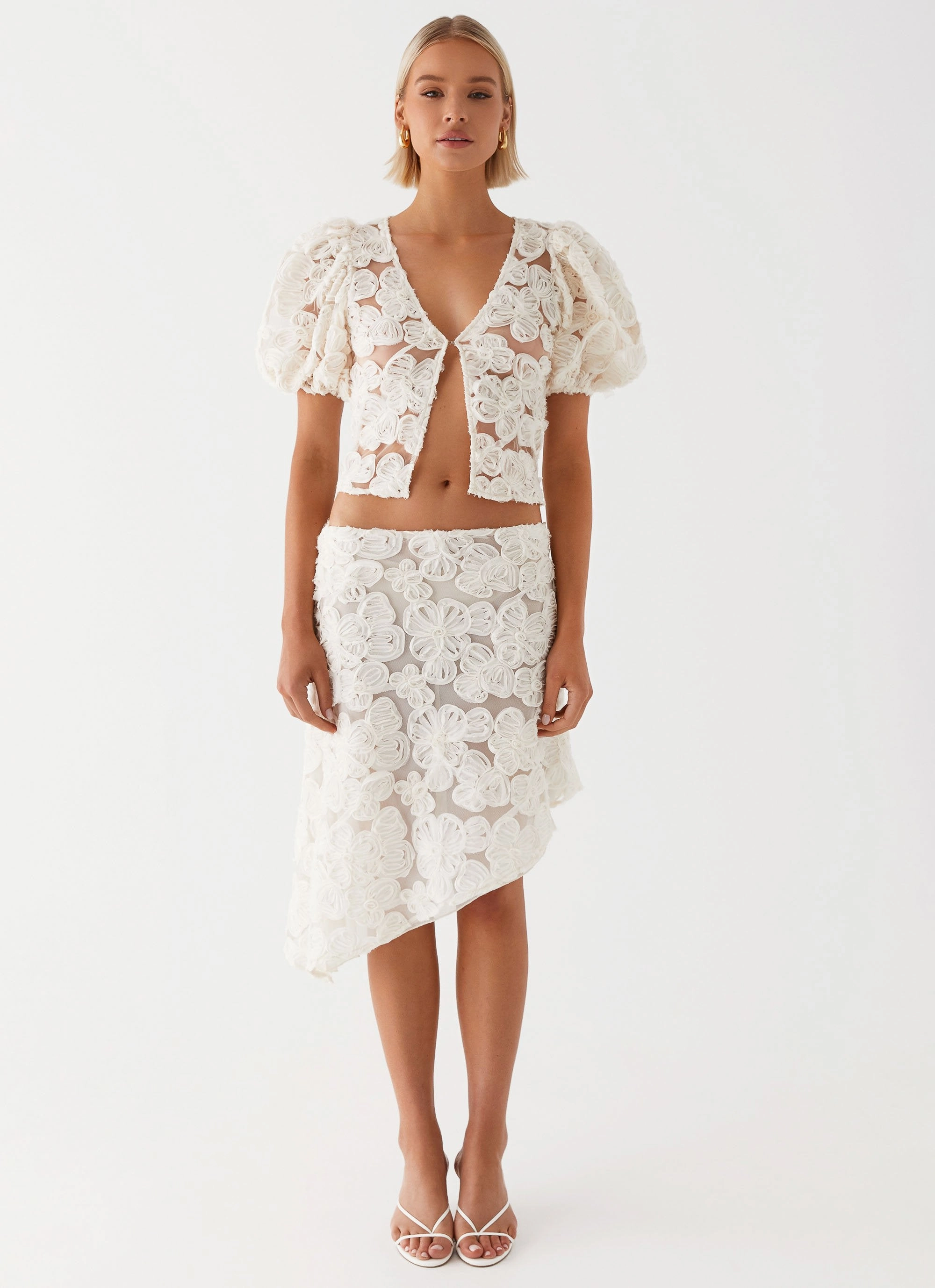 Workout Ready Orchid Breeze Midi Skirt - Ivory