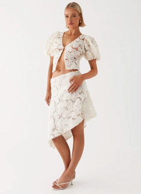 AbrasionResistantFabric Orchid Breeze Midi Skirt - Ivory