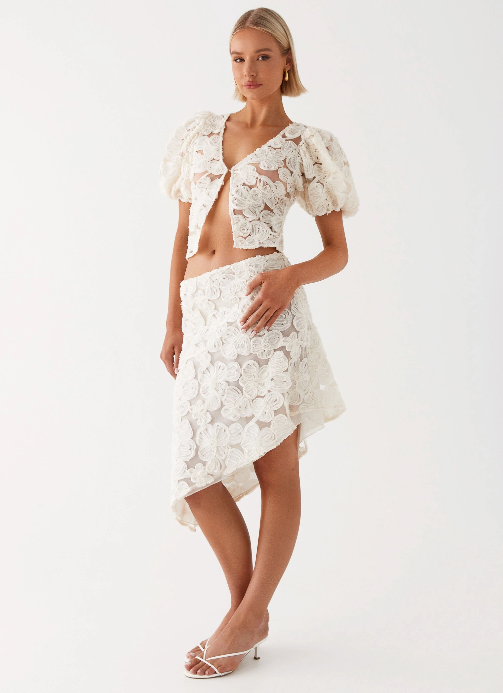 AbrasionResistantFabric Orchid Breeze Midi Skirt - Ivory