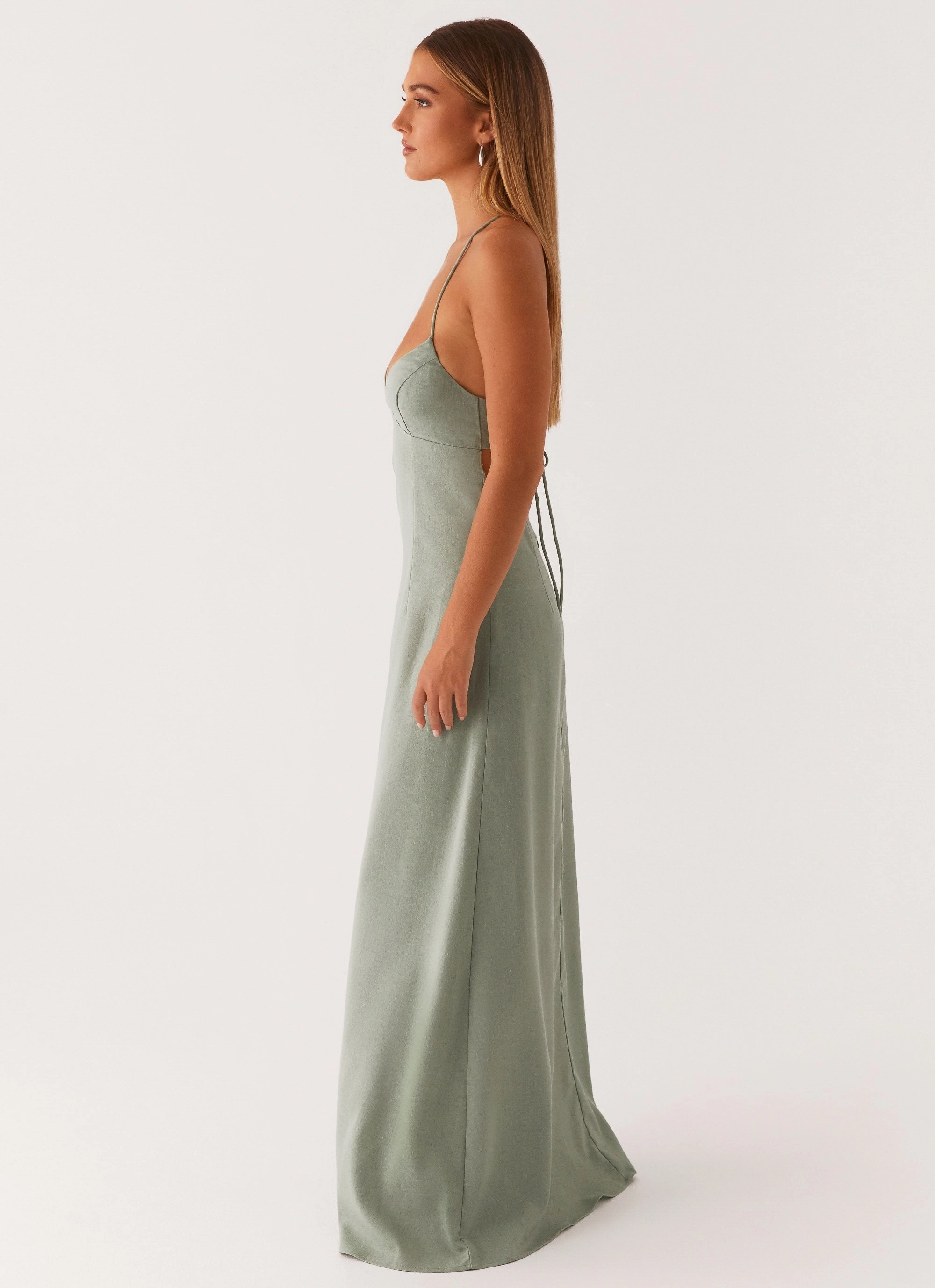 Breath Ease Middle Ground Linen Maxi Dress - Sage