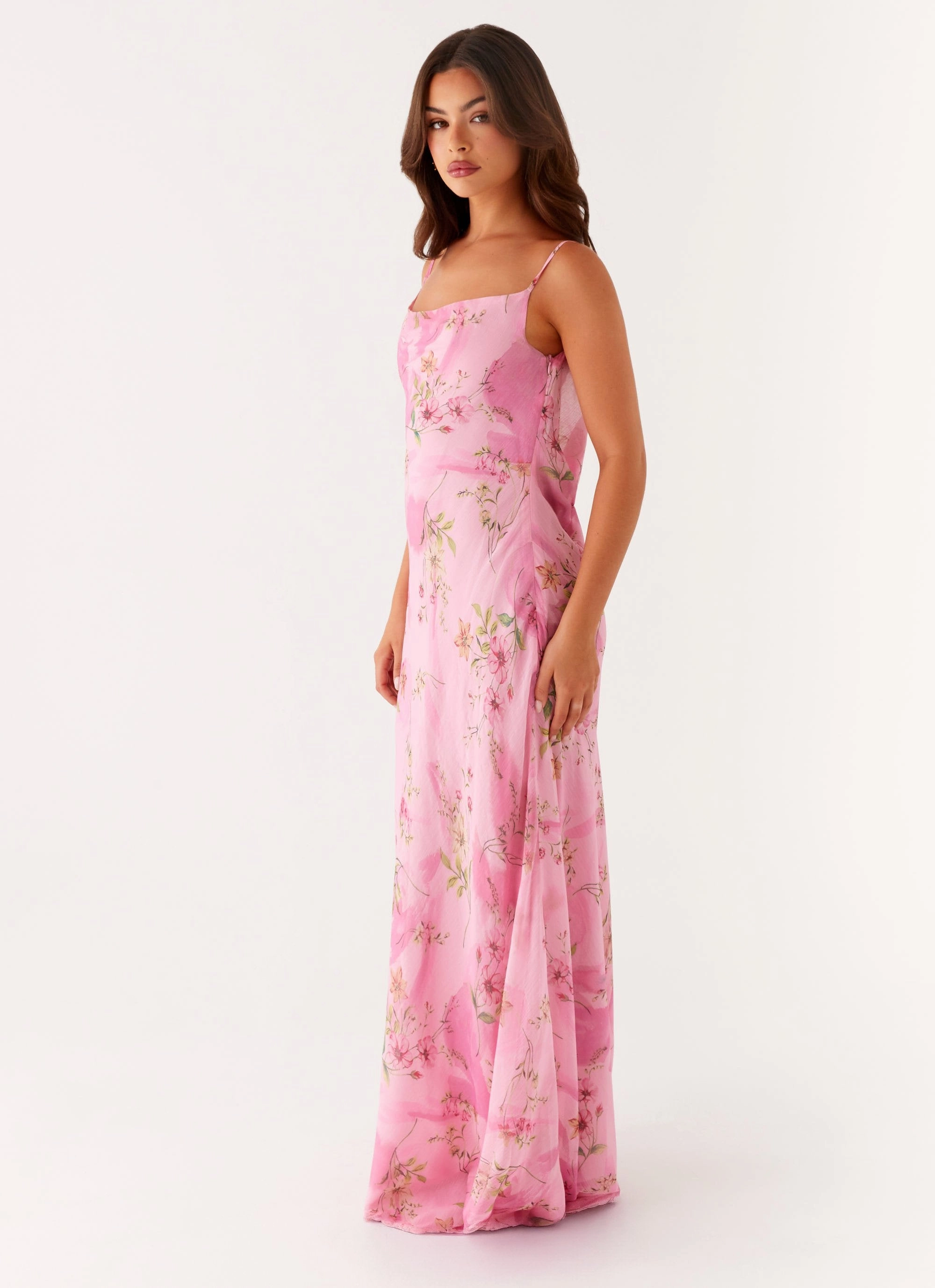 Music-Concert Basic essential Orlando Maxi Dress - Pink Floral Print