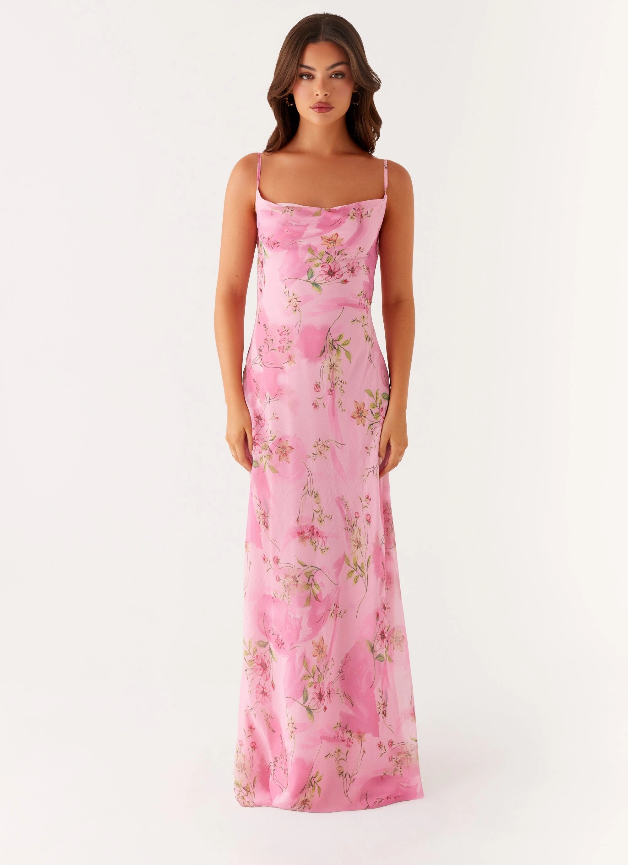 Orlando Maxi Dress - Pink Floral Print Minimal Mood Art Event