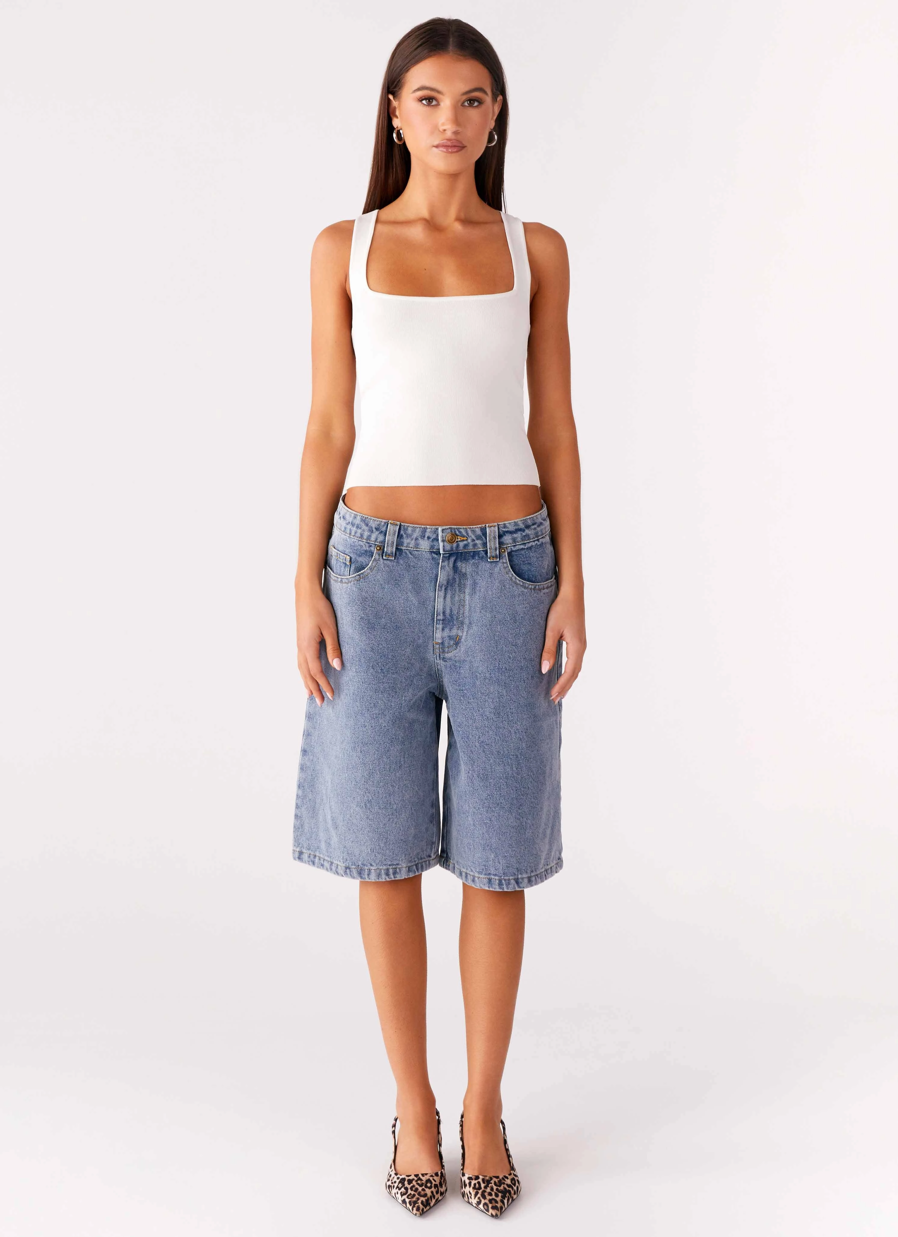Body Sculpting Orleans Denim Jorts - Blue