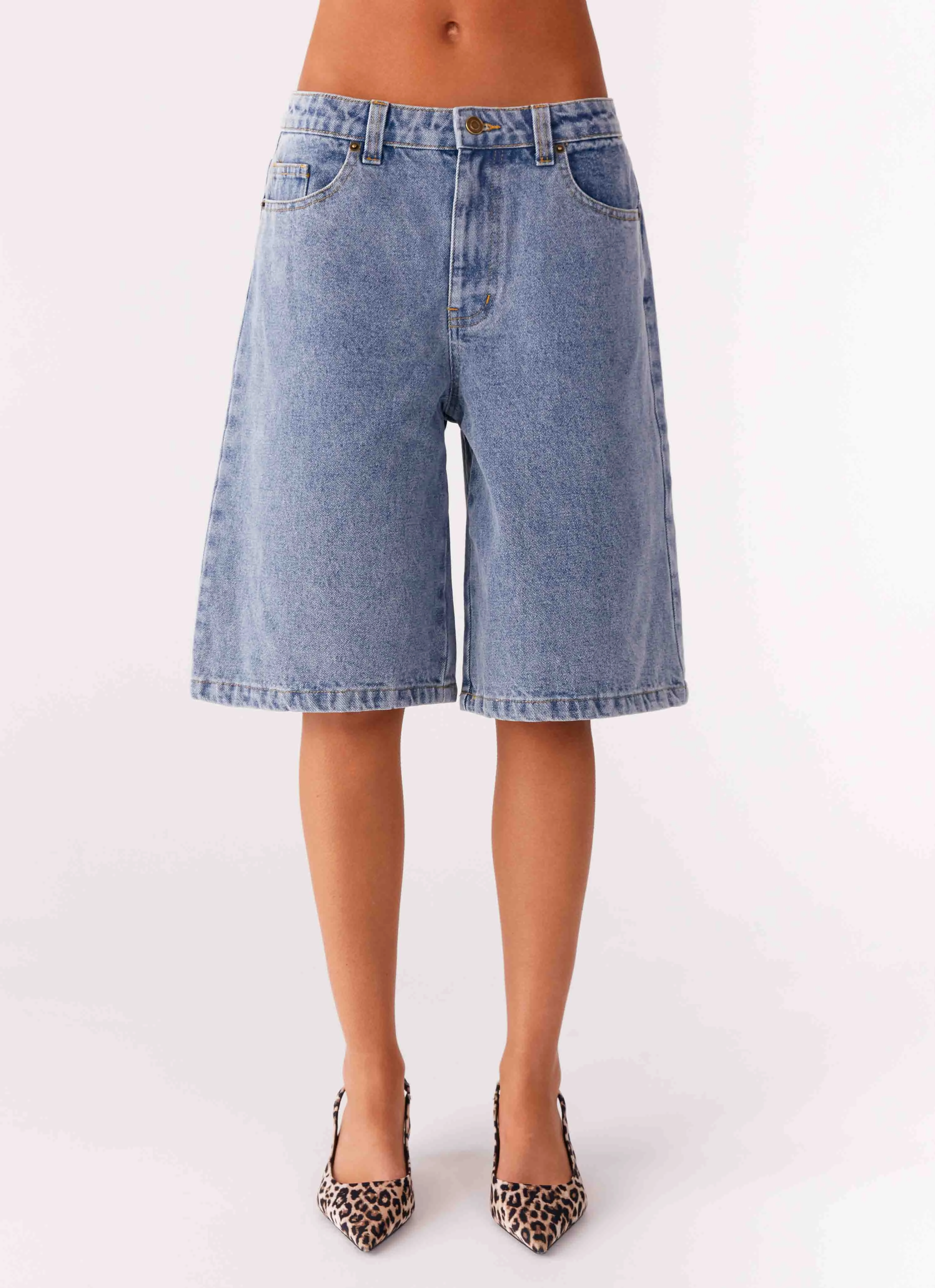slim fit Breathable Lining Orleans Denim Jorts - Blue