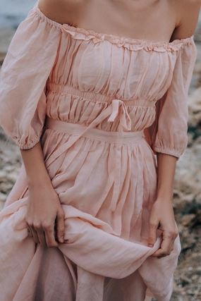 Low Profile Waistband Osmanthus 01 | maxi linen dress