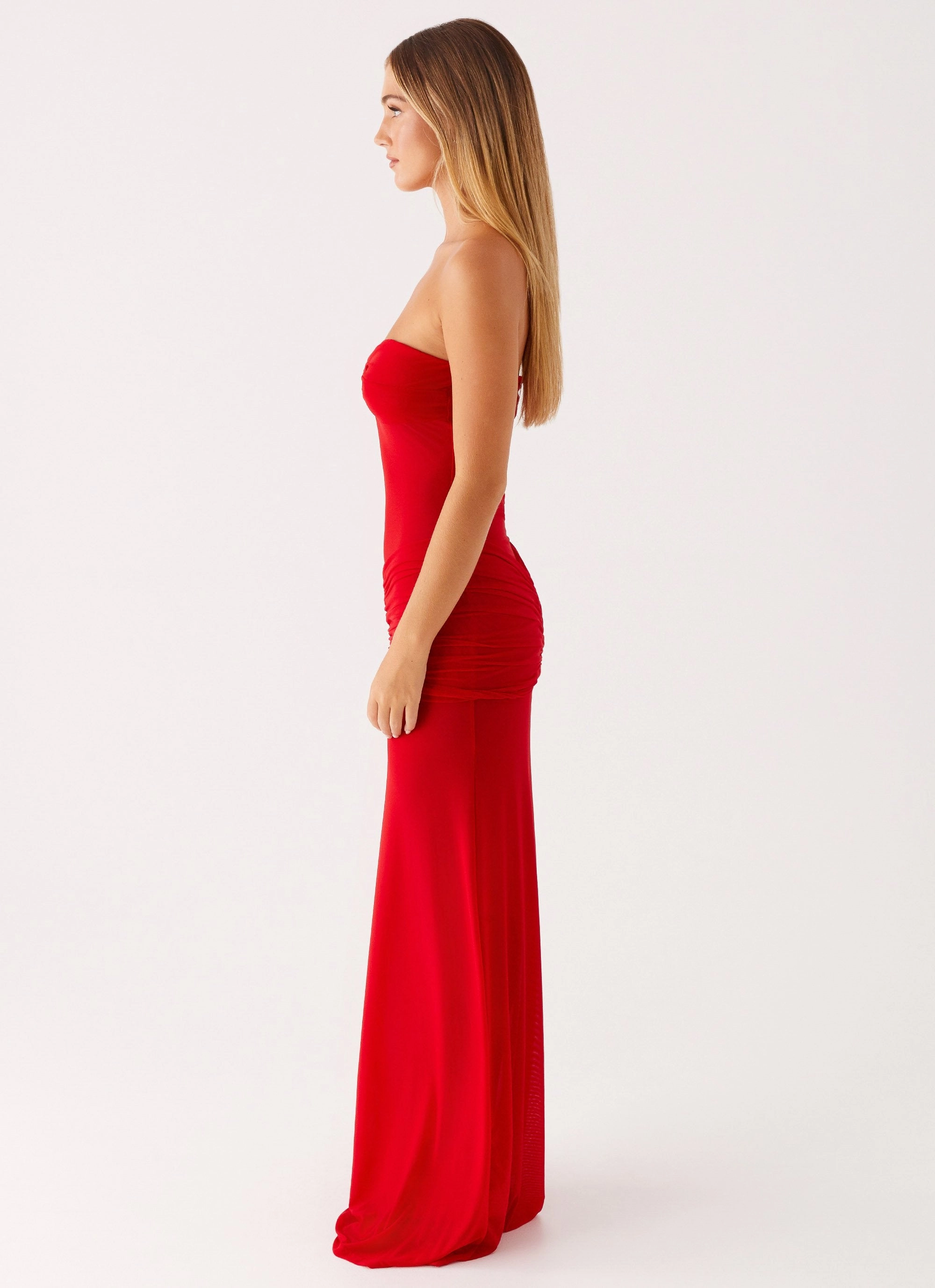 Ottilie Mesh Maxi Dress - Red Flattering Cut Wear