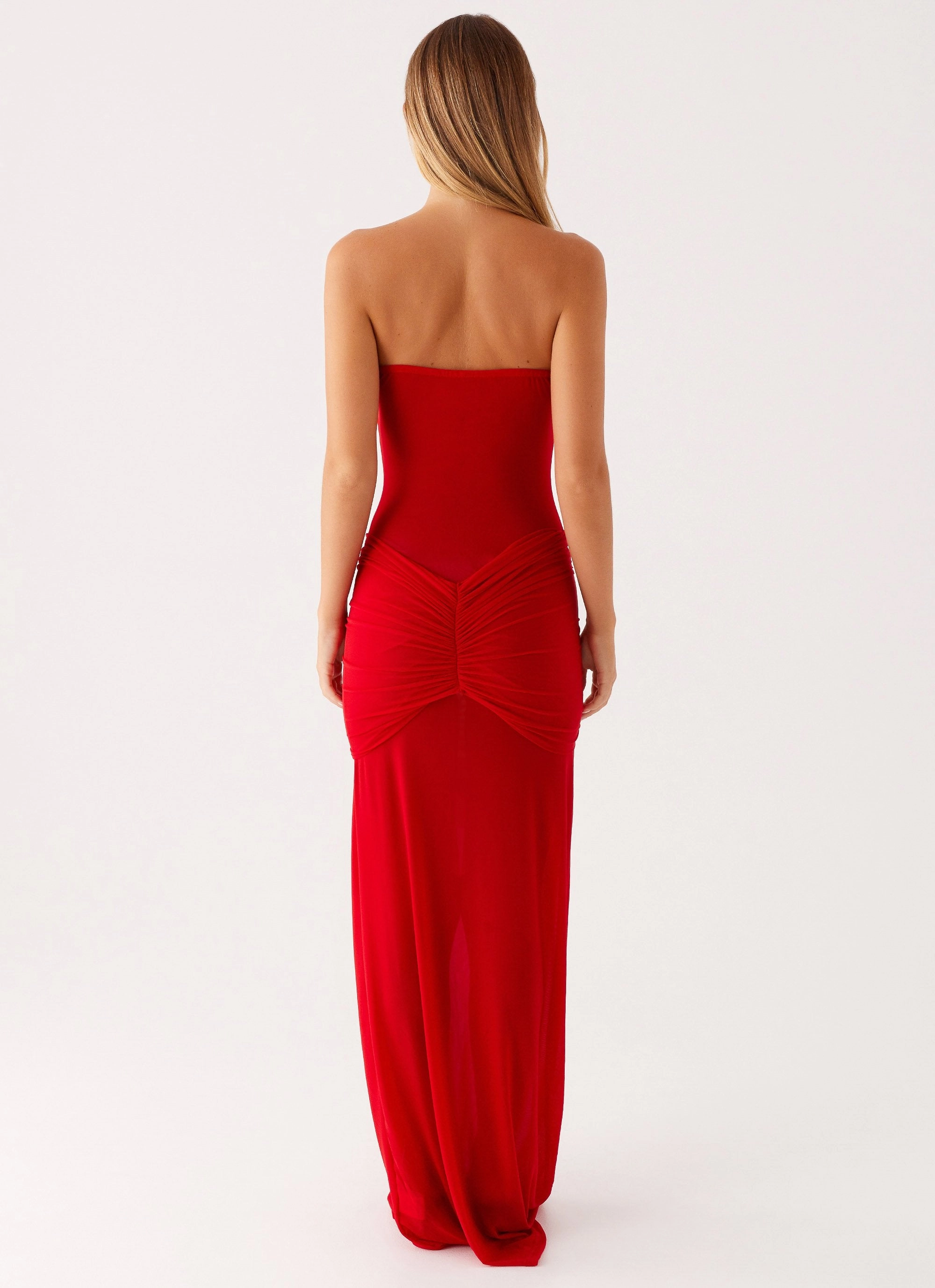 Emerging-Brand Ottilie Mesh Maxi Dress - Red
