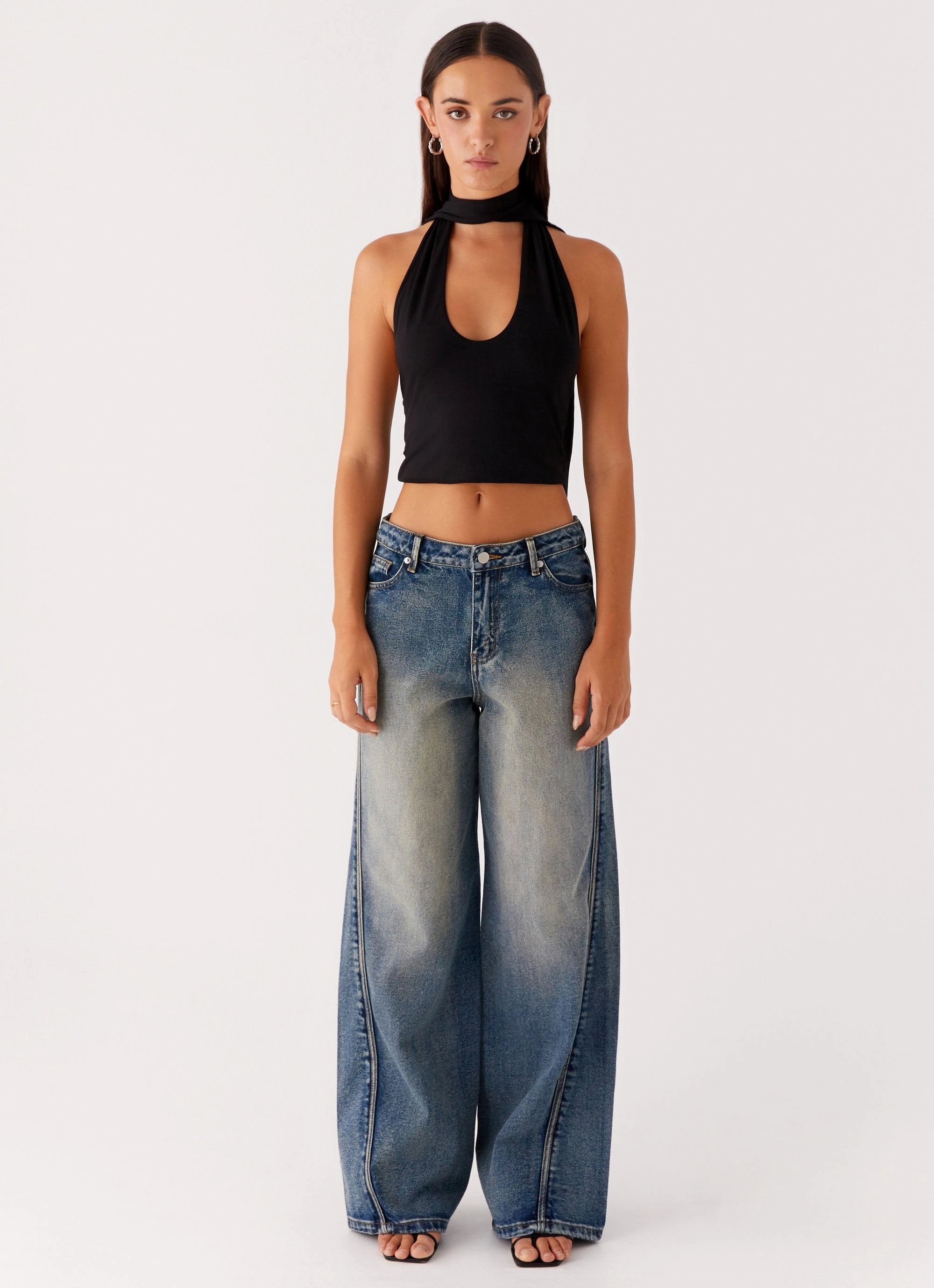 Rugged Fit Calico Denim Jeans - Indigo