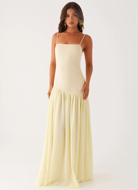 Asteria Maxi Dress - Yellow Light Blend Tiered Skirt