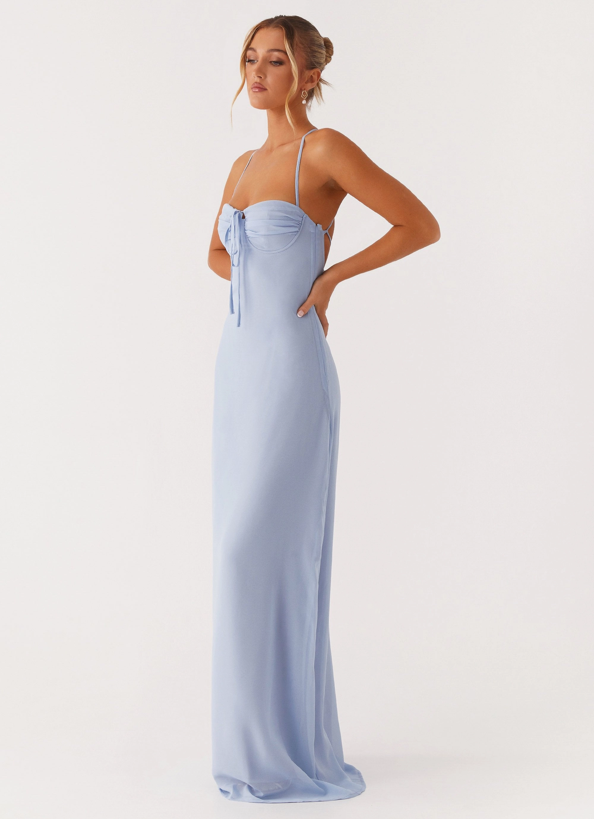 Aveline Bustier Maxi Dress - Blue Soft Layering