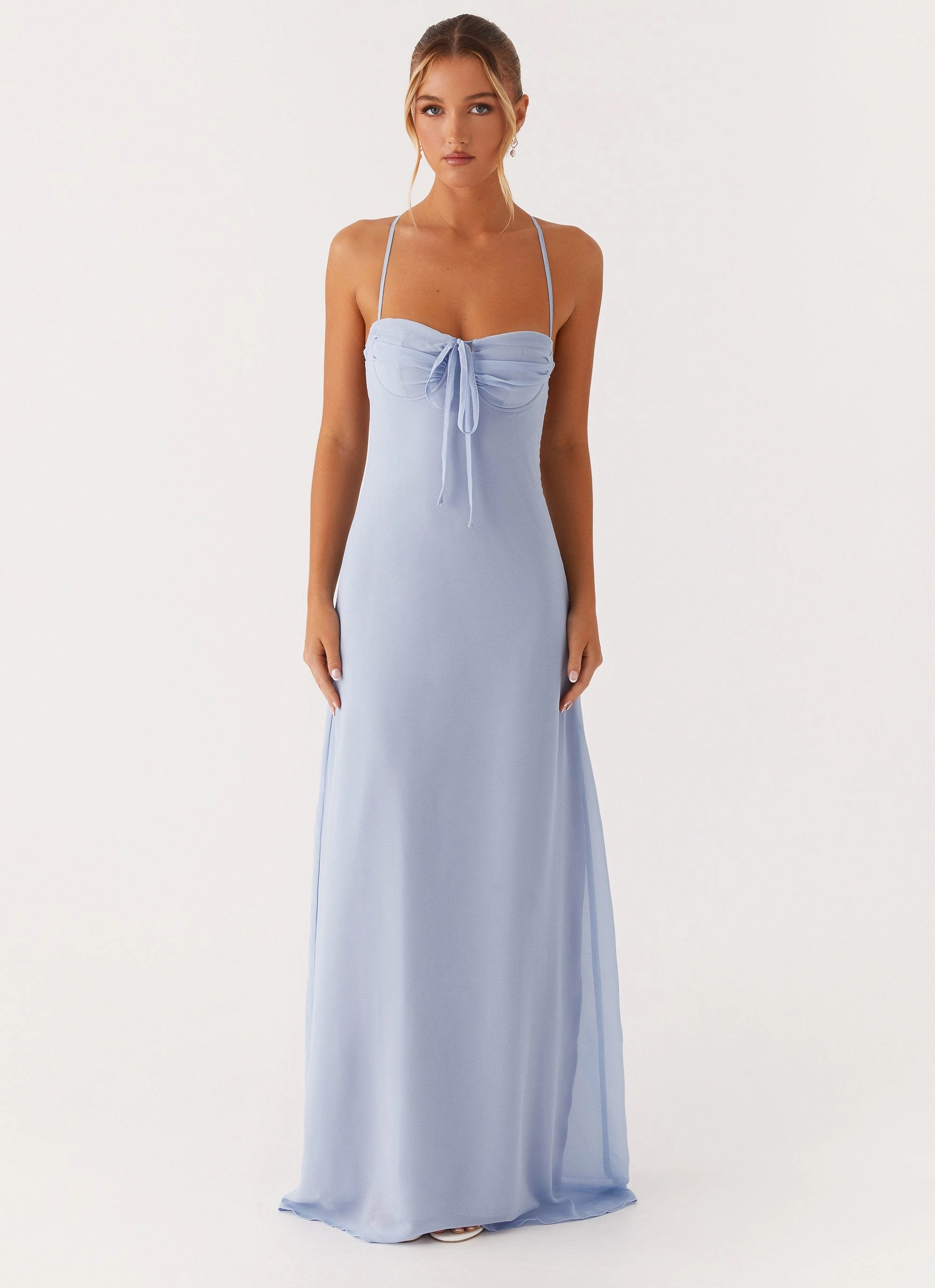Aveline Bustier Maxi Dress - Blue Pure Stitch