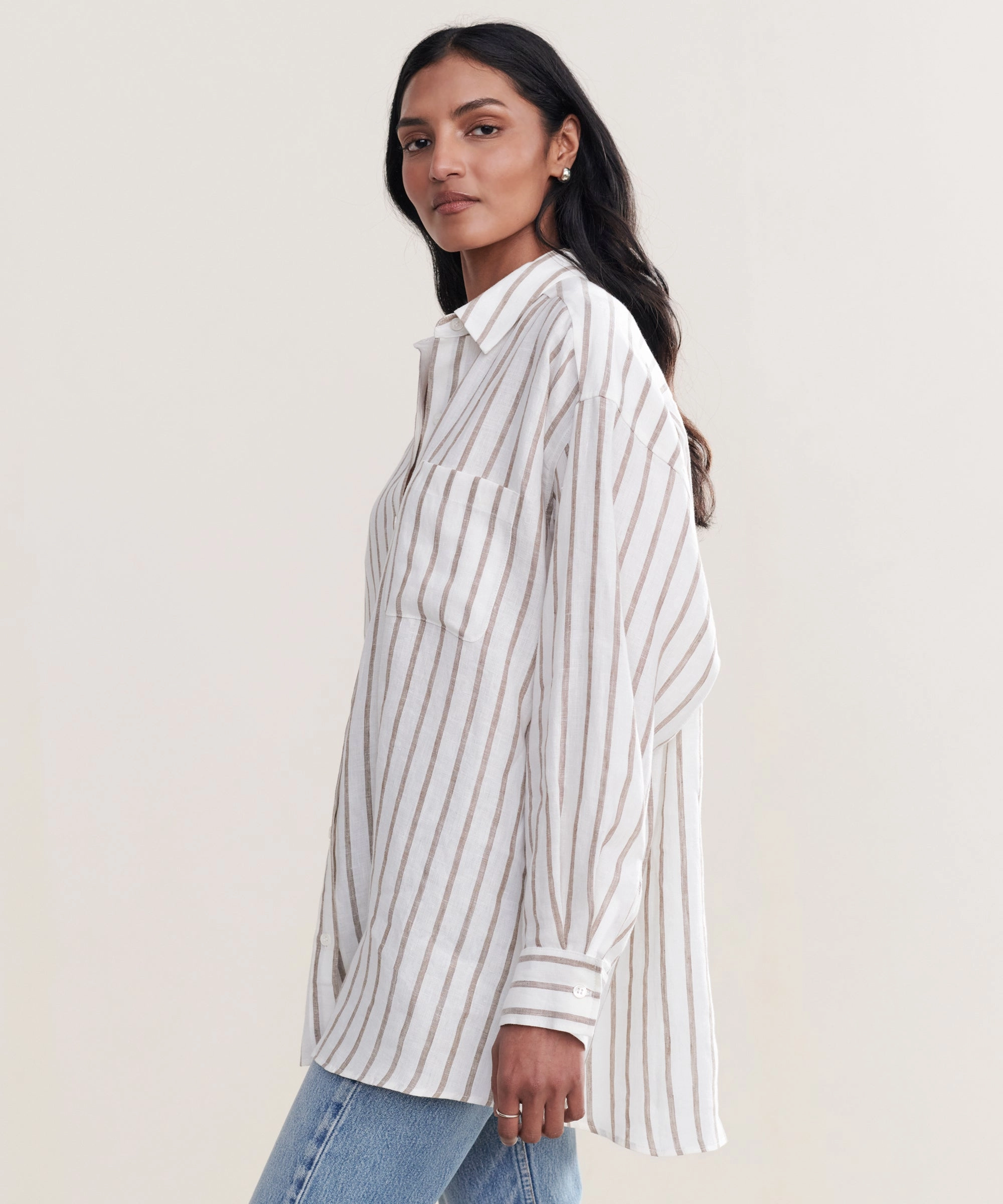 Linen Relaxed Oversized Shirt Cold Weather MoistureWicking Material