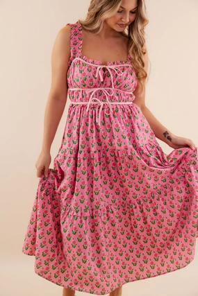 Owe It To You Midi Dress-Pink Insulating-Lining Neutral Base