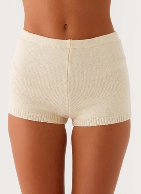 Breathable activewear ThermalRegulation Ownley Sequin Knit Shorts - Ivory