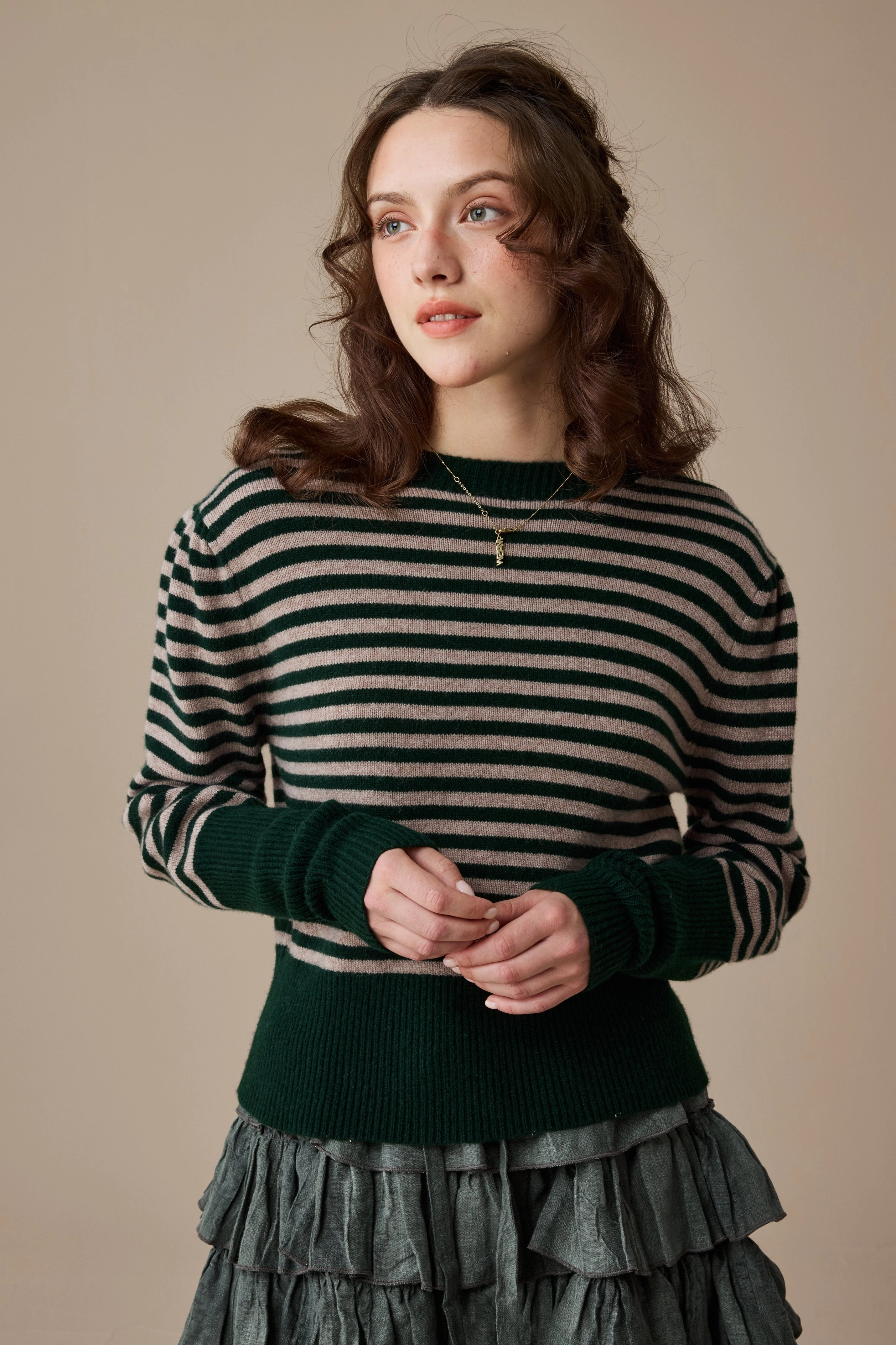 Microfiber Blended Fabric Oxford 13|100% wool classic striped pullover jumper