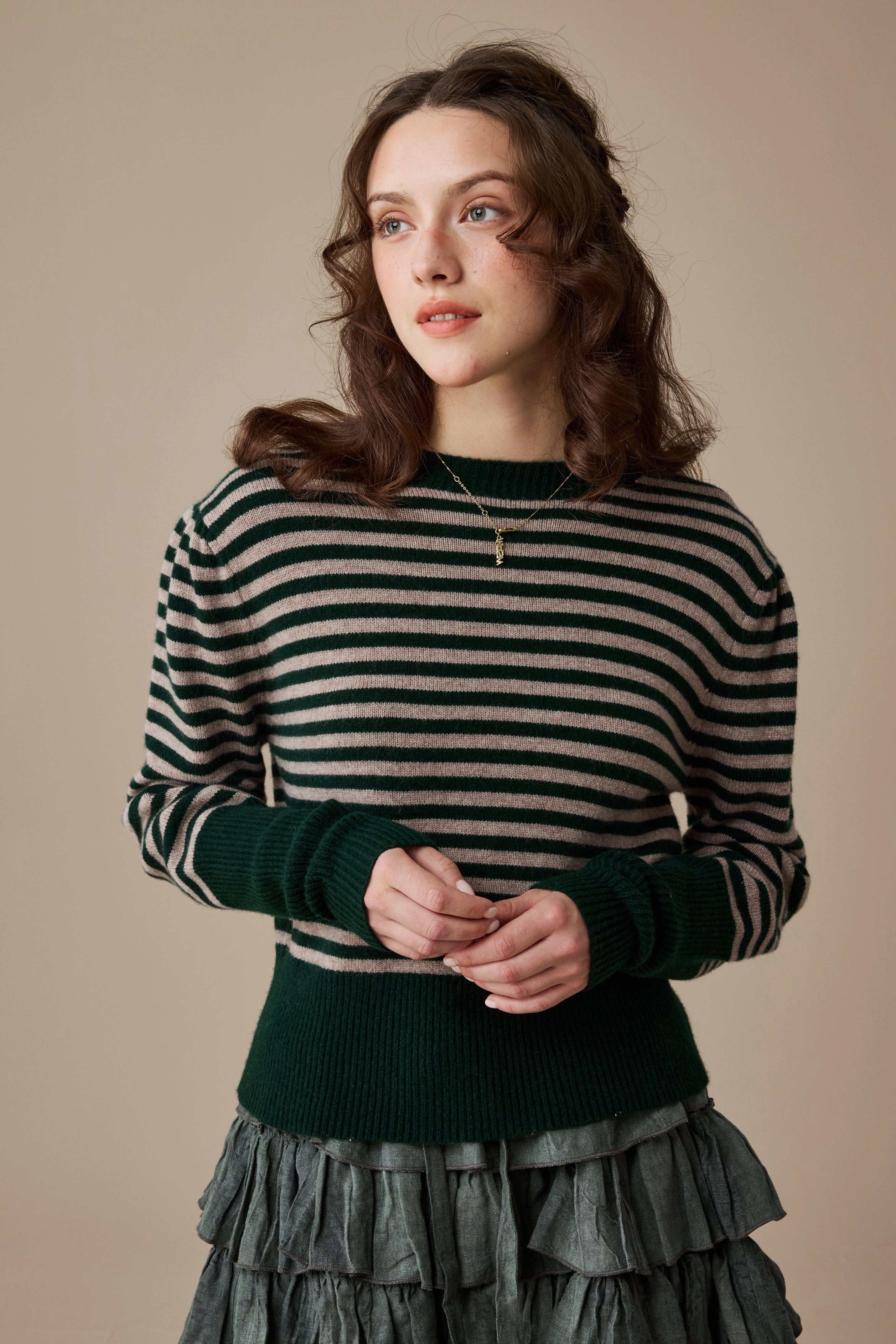 Oxford 13|100% wool classic striped pullover jumper BoxyCrop