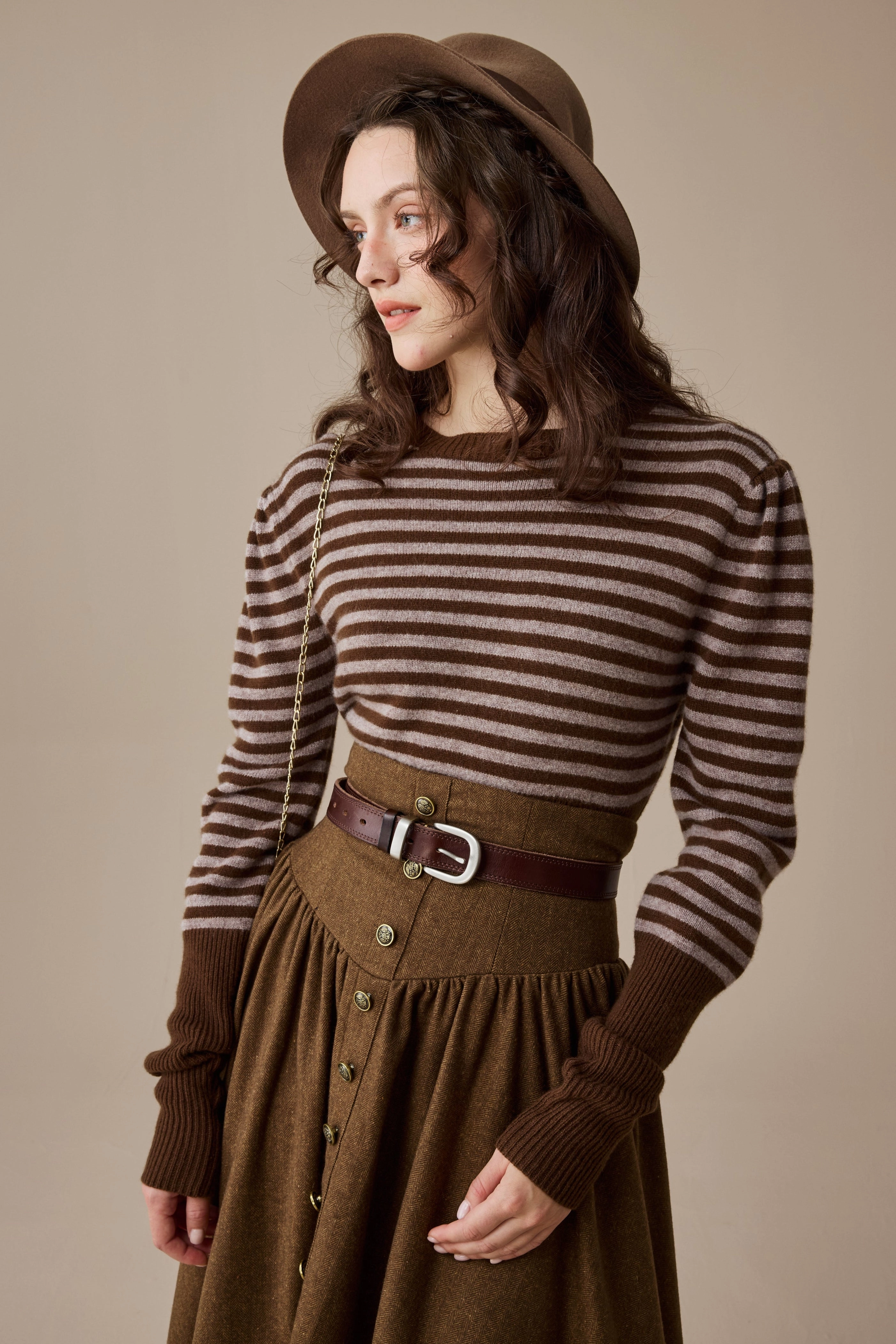 Low Profile Collar Oxford 13|100% wool classic striped pullover jumper