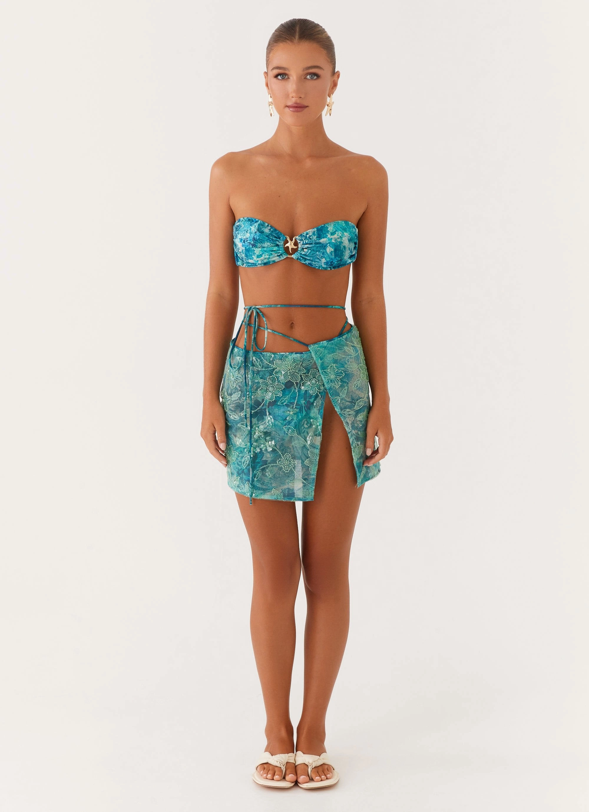 Stacie Mini Skirt - Teal Non Binding Cuffs
