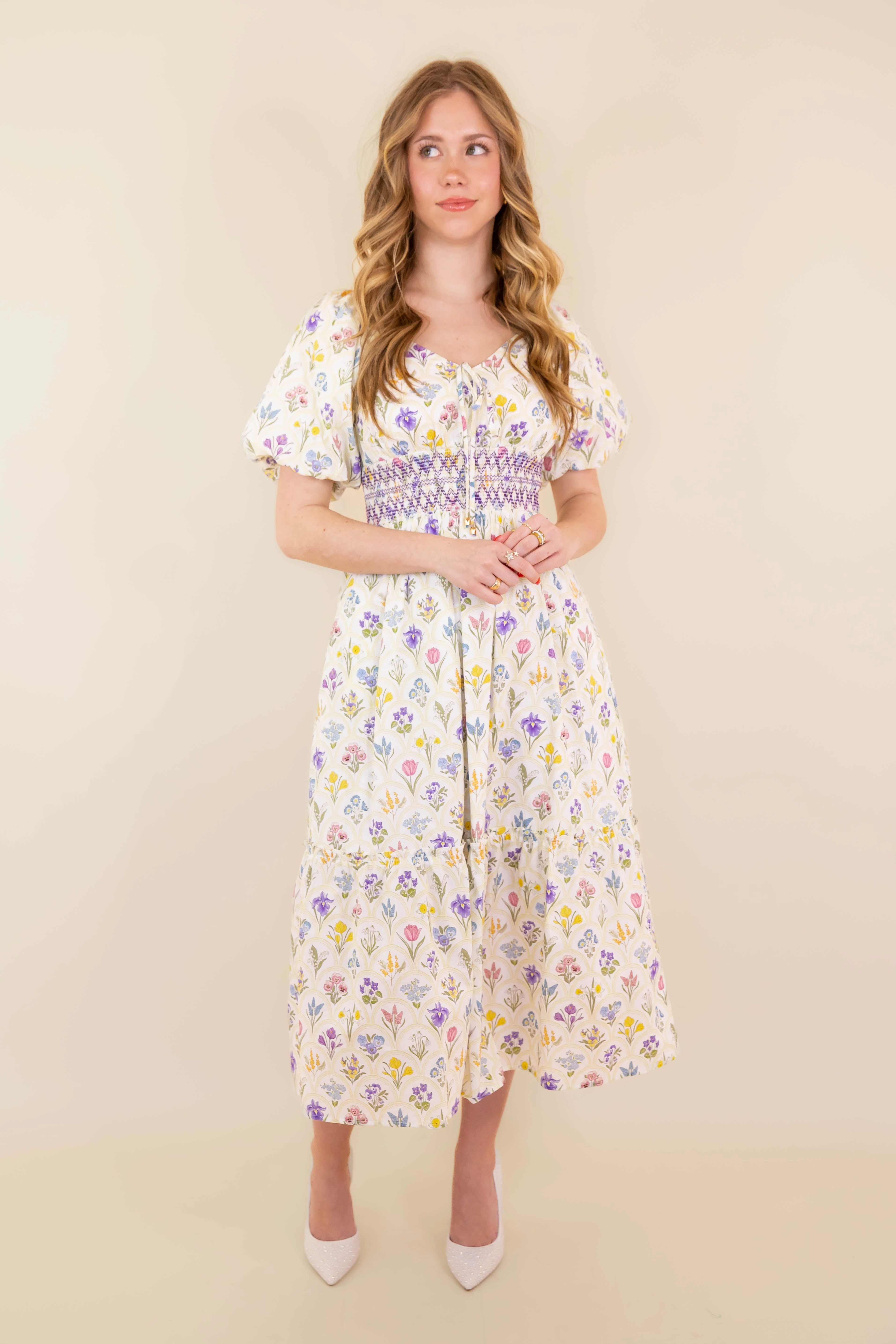 Soft Waist Art-Gallery Written To Remember Midi Dress
