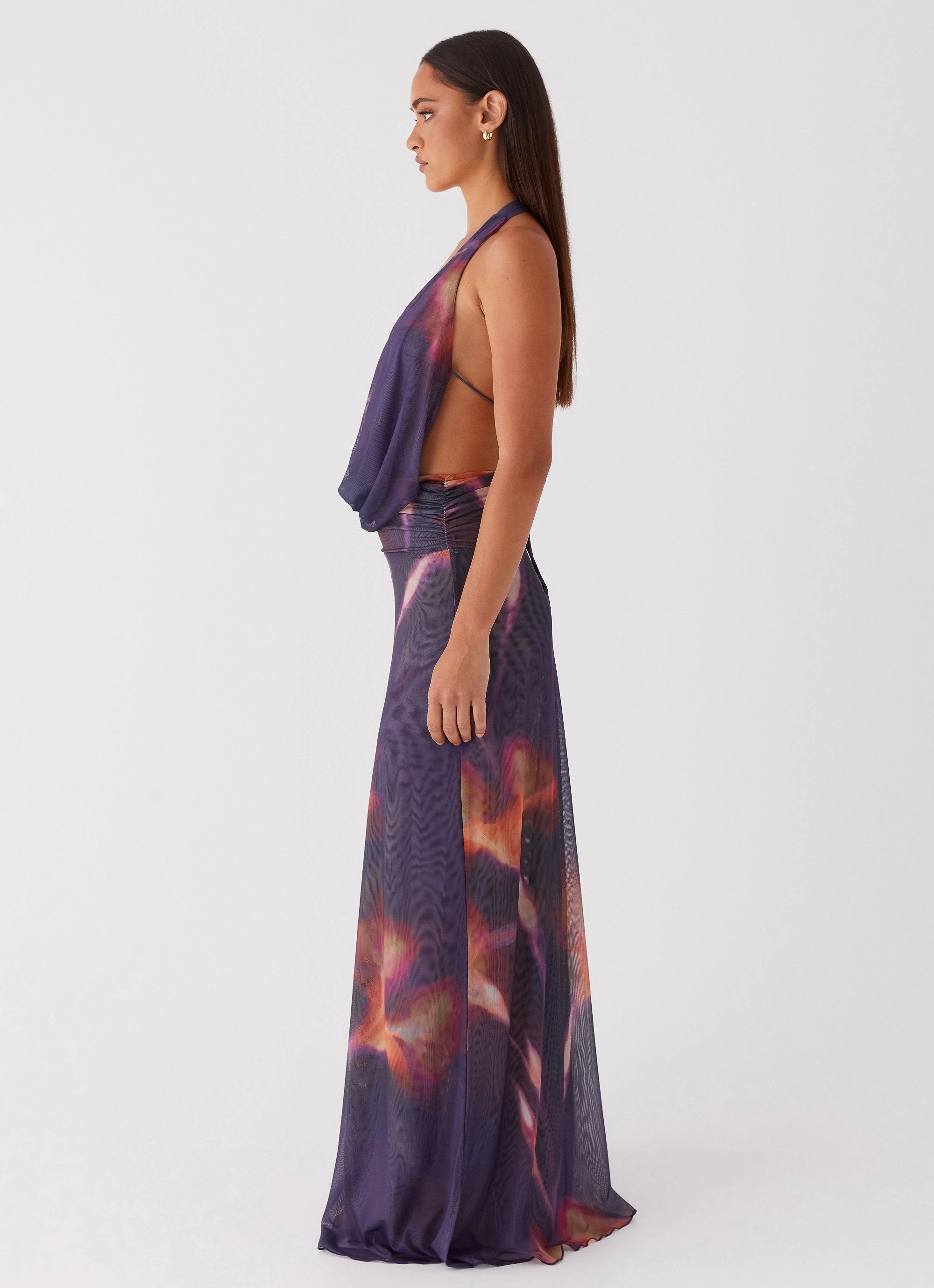 Elysia Mesh Maxi Dress - Midnight Bloom Relaxed-fit maxi dress