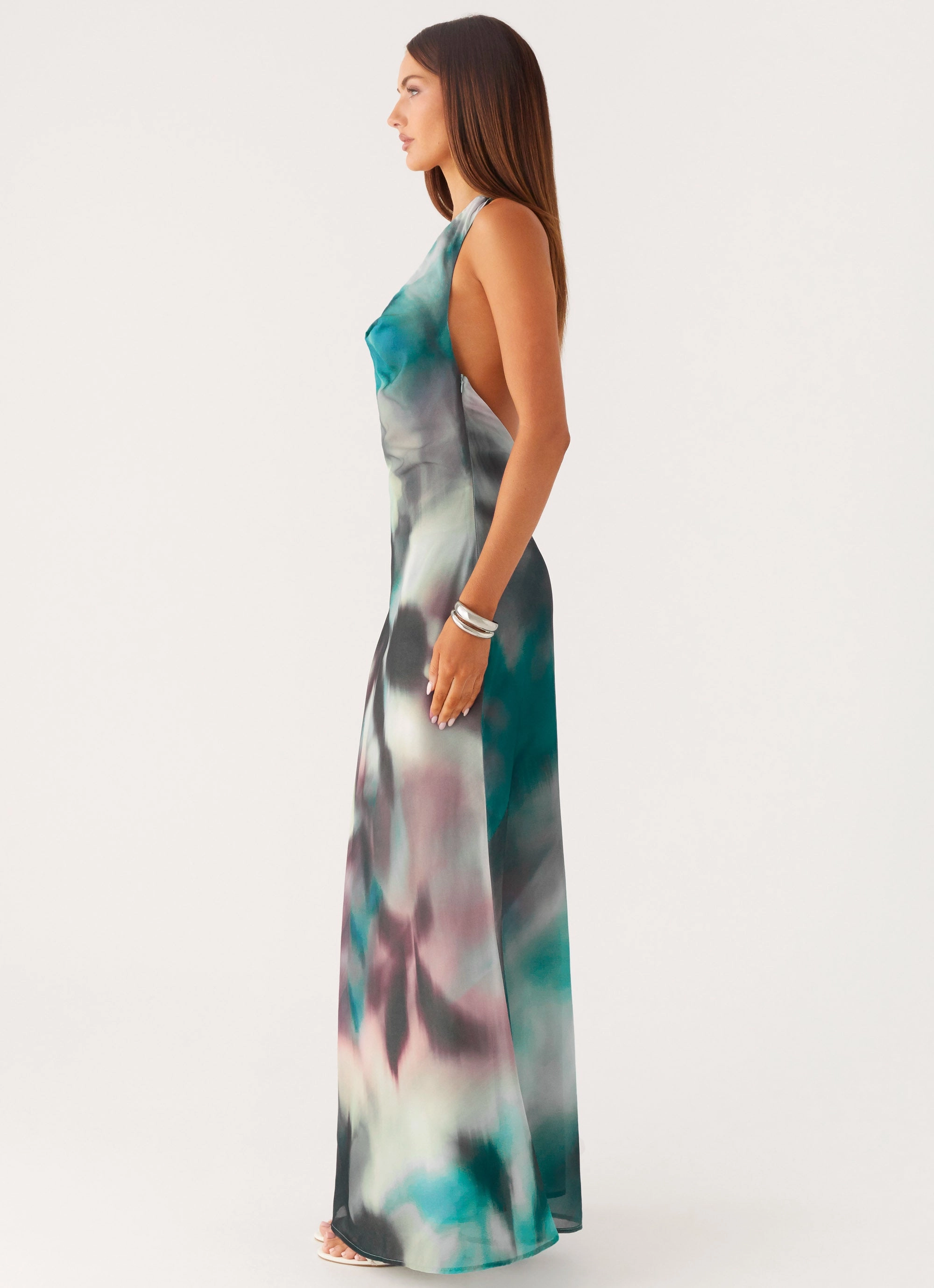 Airy Layer Invisible-Zip Lost At Sea Maxi Dress - Sea Splash