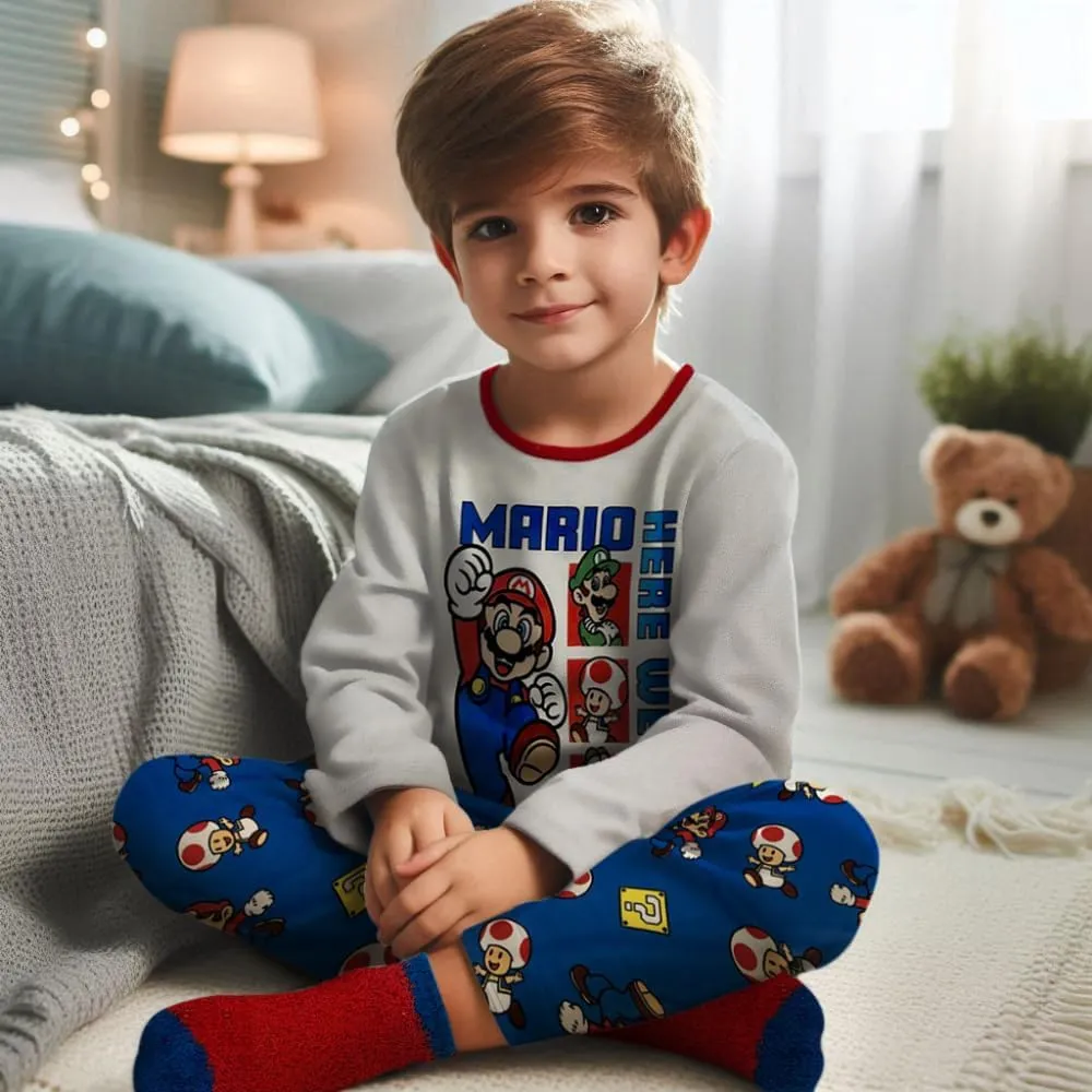 Pajama Set For Kids With Fuzzy Socks - Sonic, Hello Kitty, Super Mario Boys Girls 2 Piece Pajama Set - Kids & Toddler Pajamas