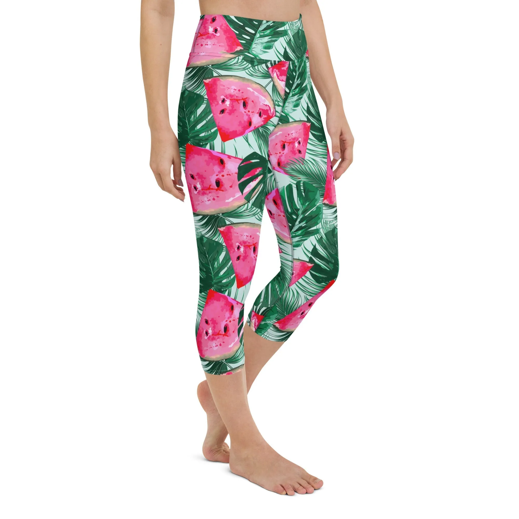Palm Leaves & Watermelon Yoga Capris
