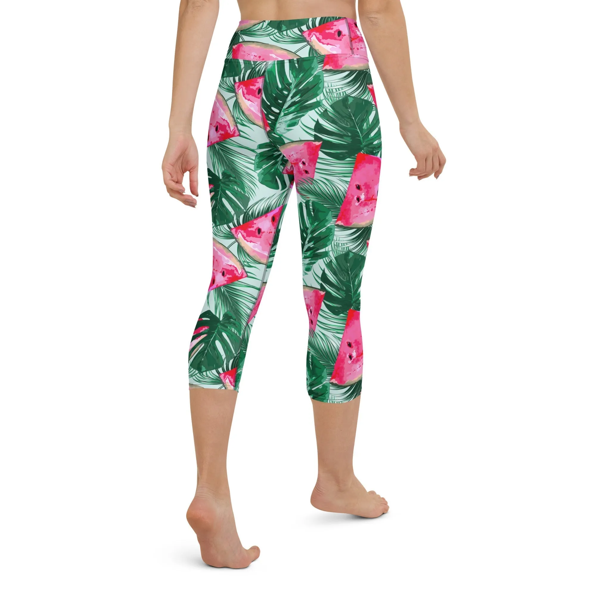 Palm Leaves & Watermelon Yoga Capris