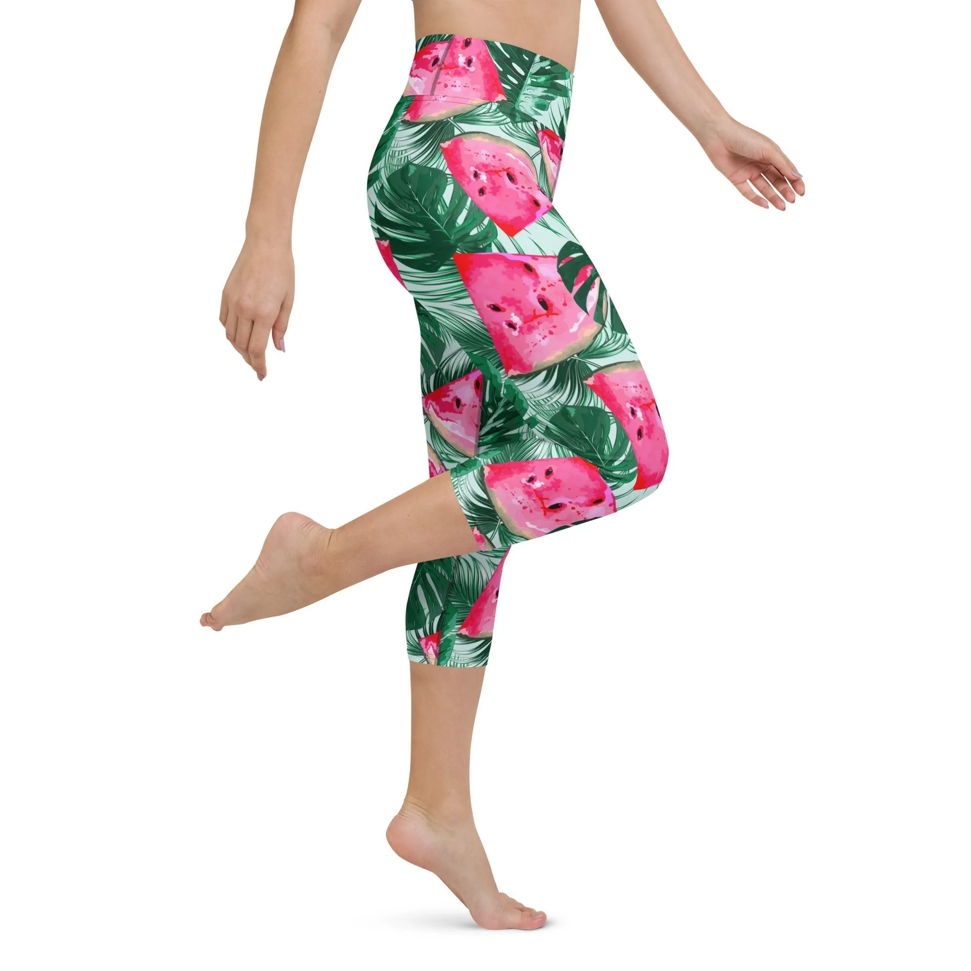 Palm Leaves & Watermelon Yoga Capris