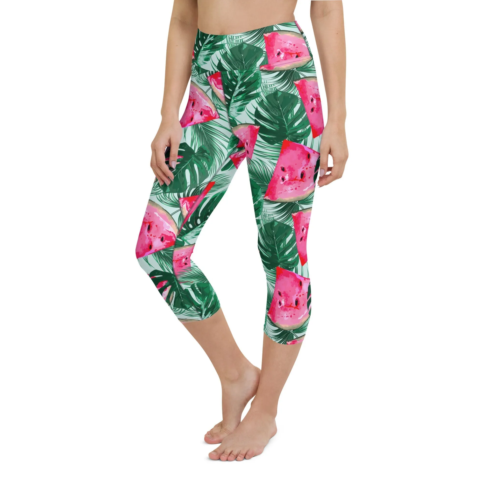 Palm Leaves & Watermelon Yoga Capris