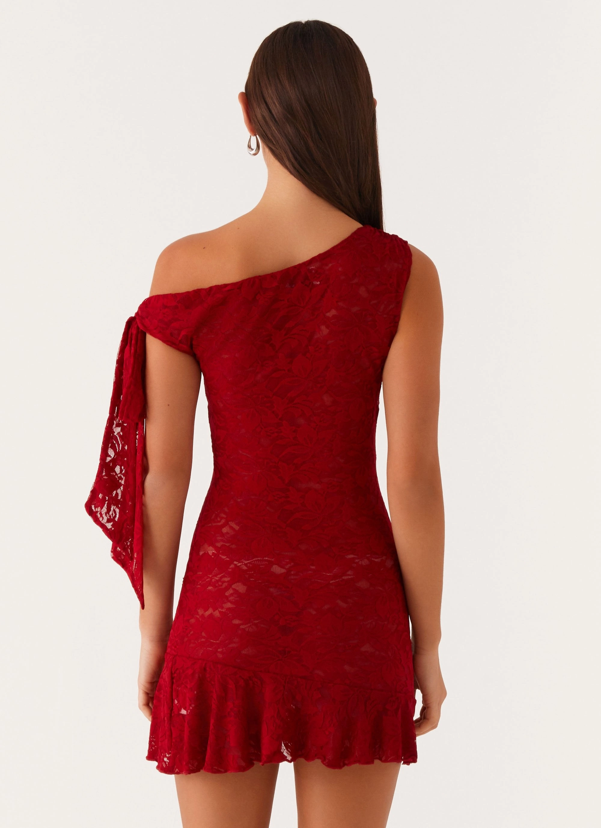Palm House Lace Mini Dress - Red relaxed elegance