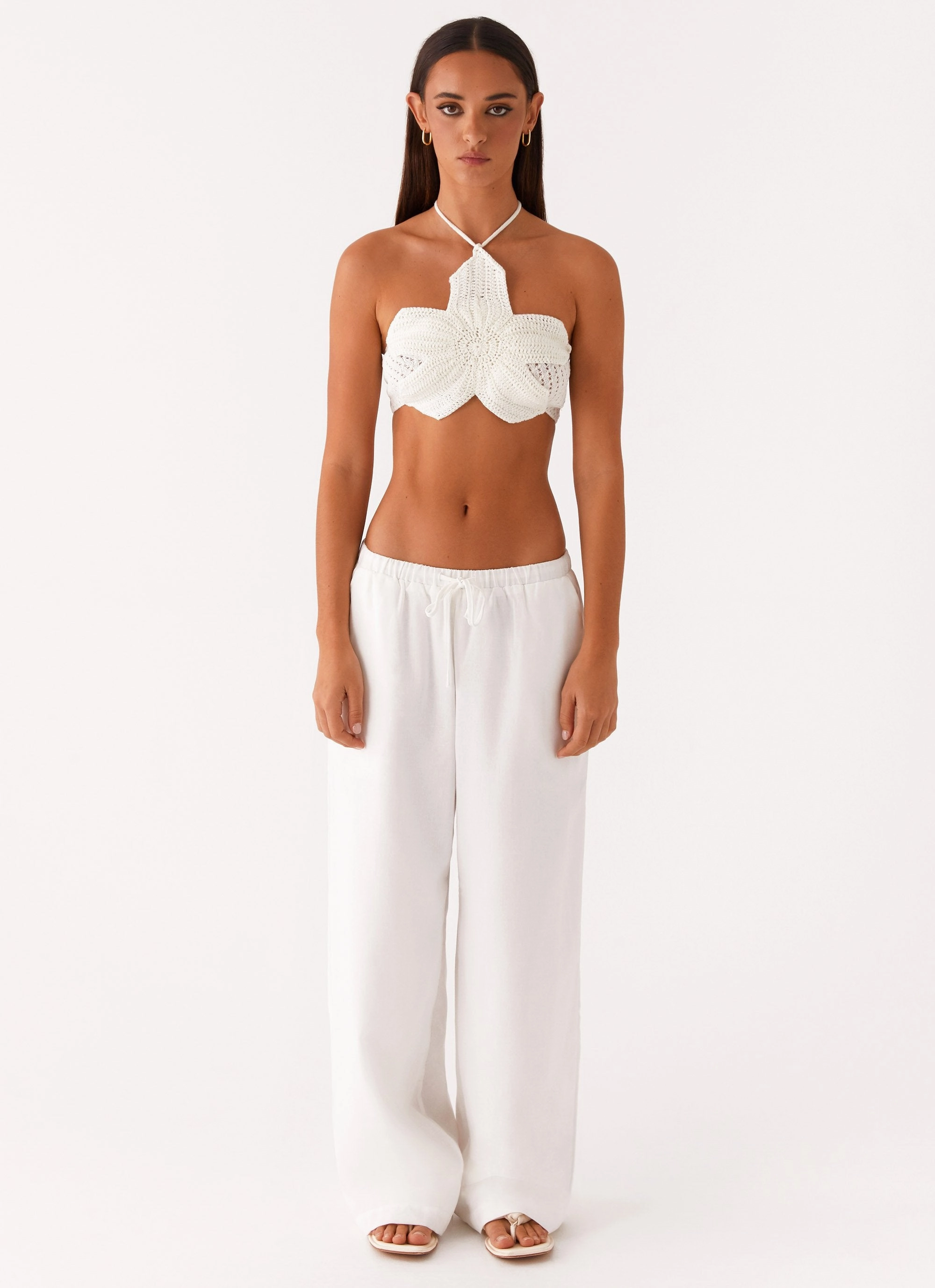 Layered Collar Design Palmilla Crochet Top - White
