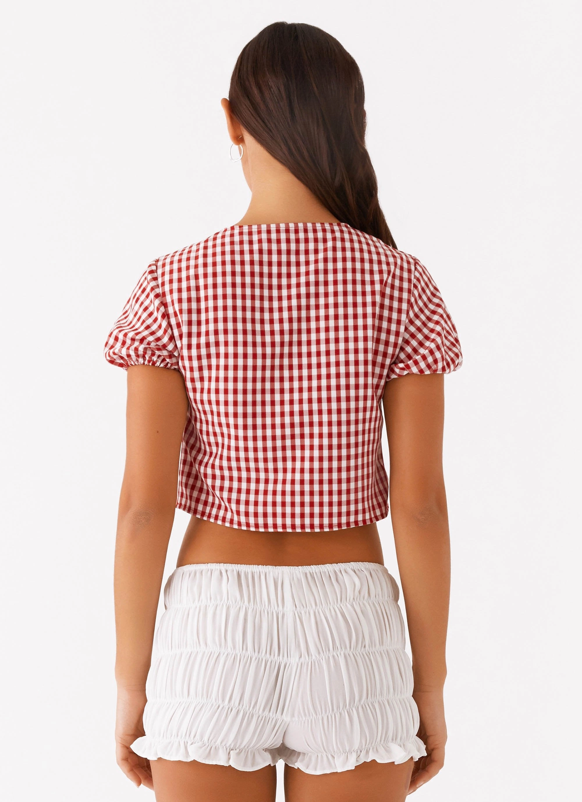 Pandora Blouse - Red Gingham Reinforced Buttonholes