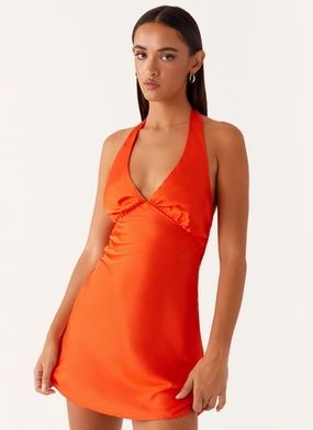 Relax Line Heavy Hearted Mini Dress - Orange