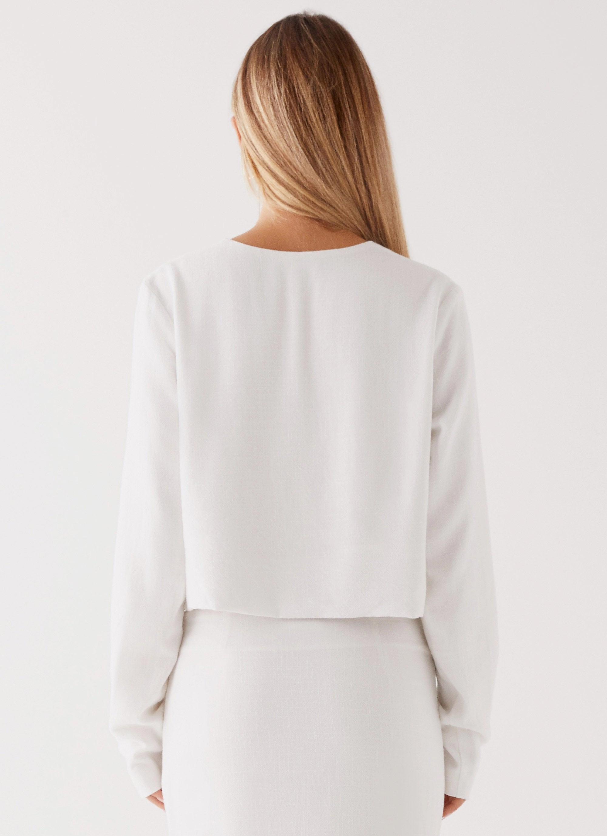 Parker Linen Knotted Top - White PunctureResistantReinforcement