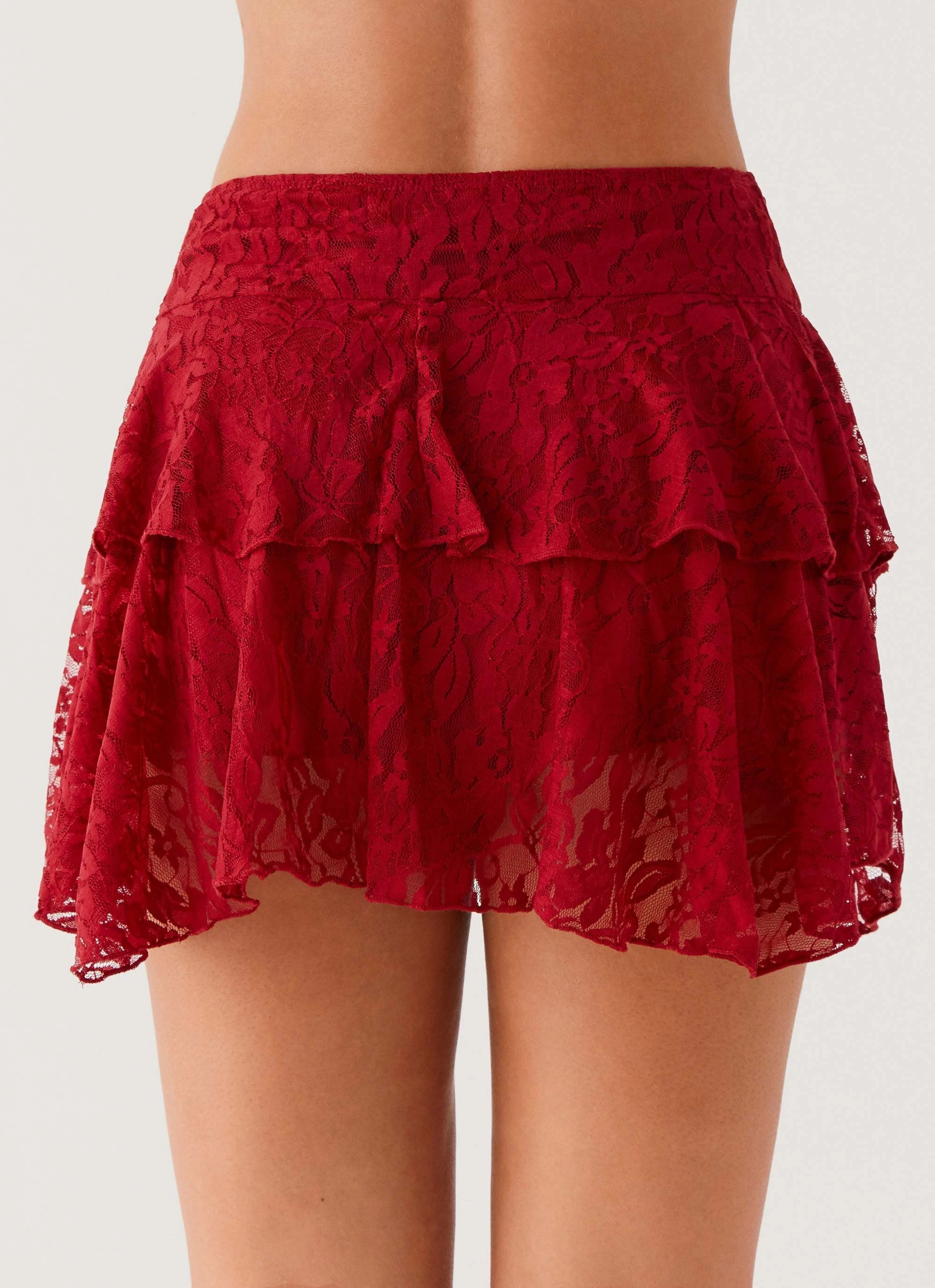 WindproofLayer Party All Night Frill Mini Skirt - Maroon