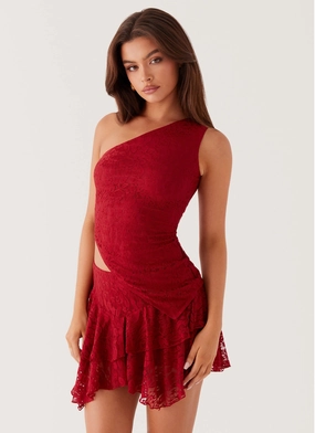 Party All Night Frill Mini Skirt - Maroon Minimal Edge Sweat Resistant
