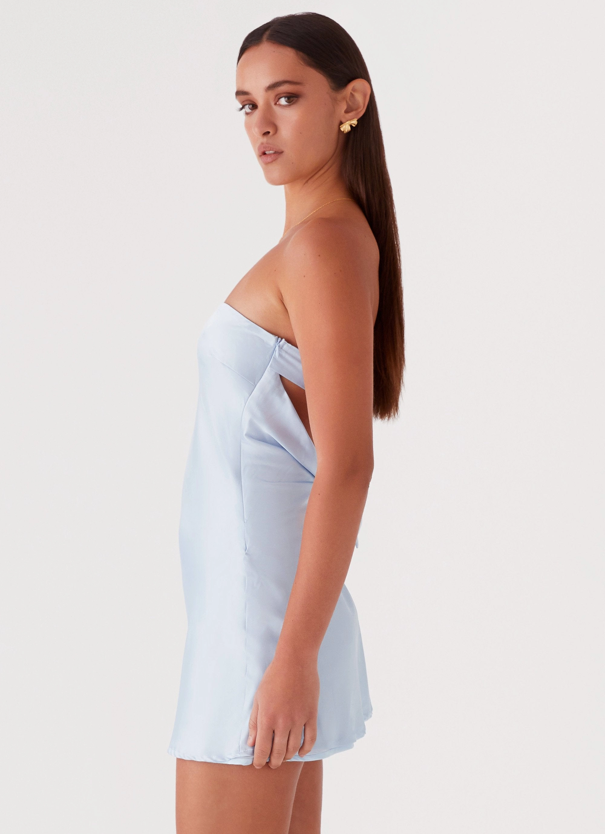 Smart Casual Kind Glow Jamie Satin Mini Dress - Blue