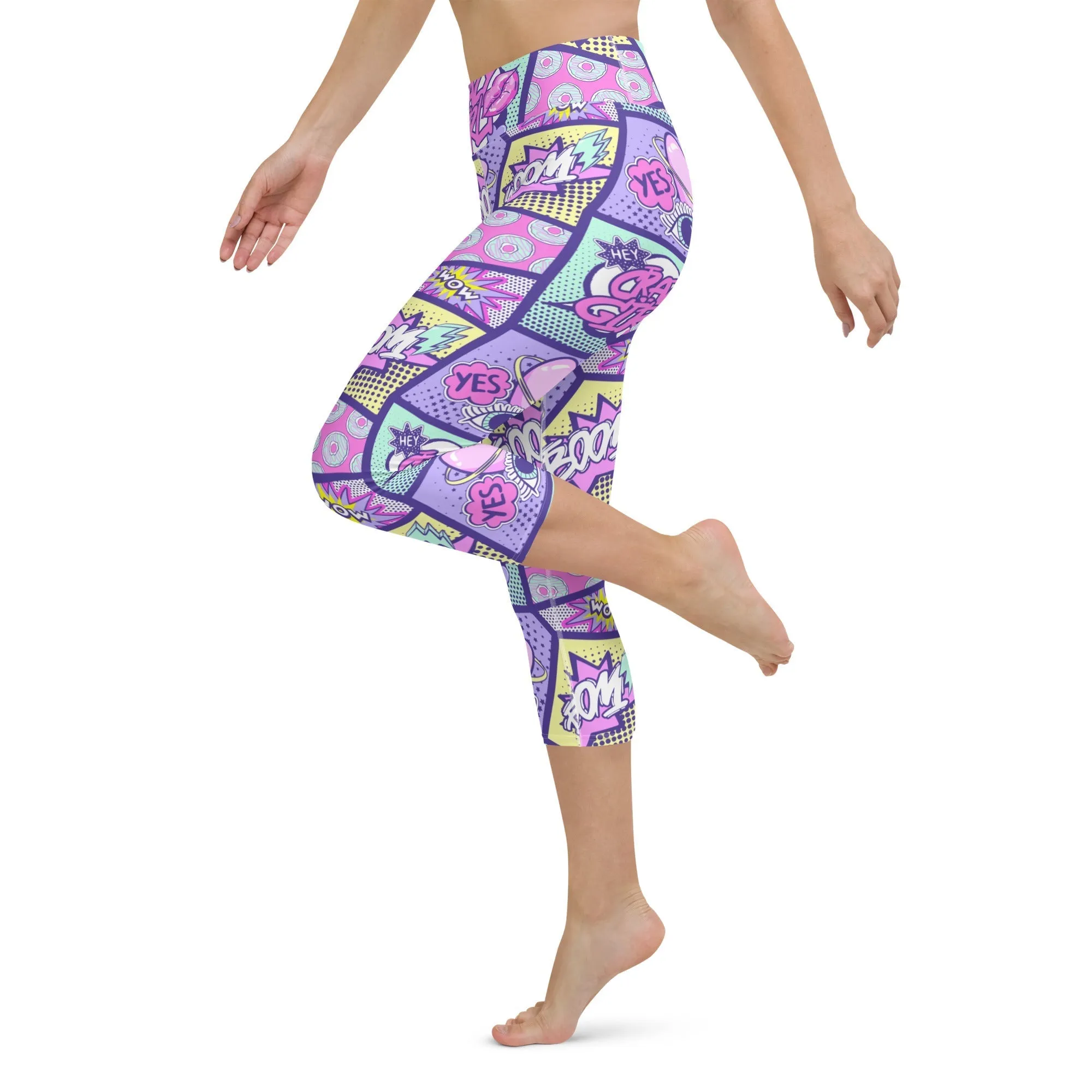 Pastel Comic Book Yoga Capris