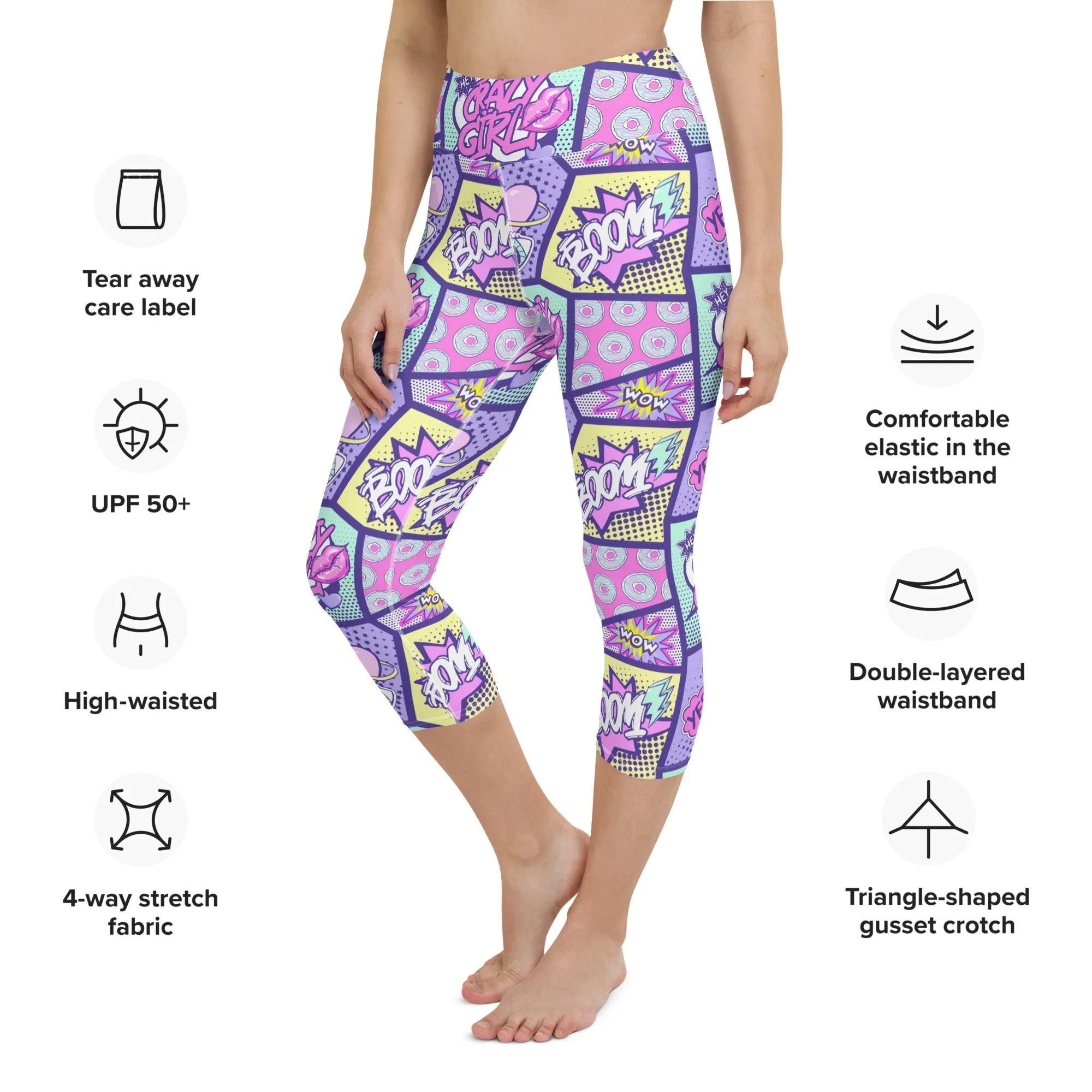 Pastel Comic Book Yoga Capris
